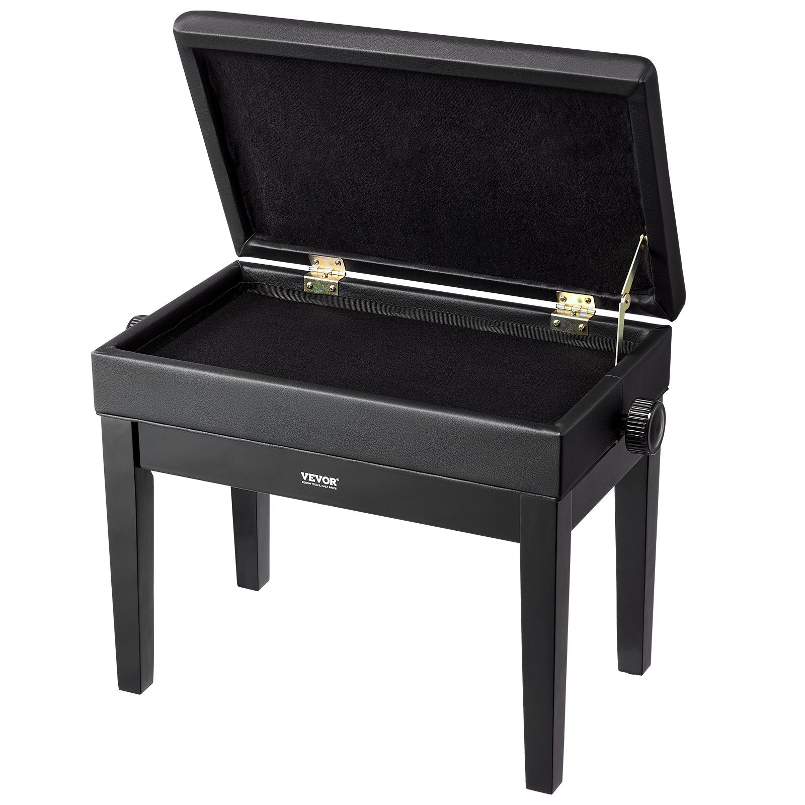 VEVOR Piano Bench, Keyboard Piano Chair with 19.3"-22.8" Adjustable Height, Padded Cushion, Storage Compartment for Music Books, Heavy Duty Wooden Piano Stool Seat, for Vanity, Living Room, Bedroom