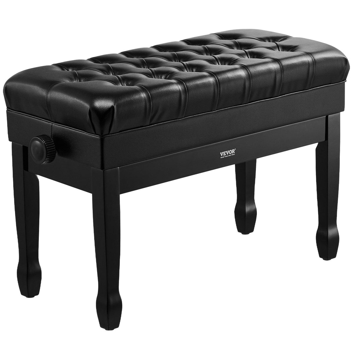 Piano Bench, Duet Keyboard Piano Chair with 20.3"-23.4” Adjustable Height, High-Density Padded Cushion, Storage Compartment for Music Books, Wooden Piano Stool Seat, for Vanity, Living Room