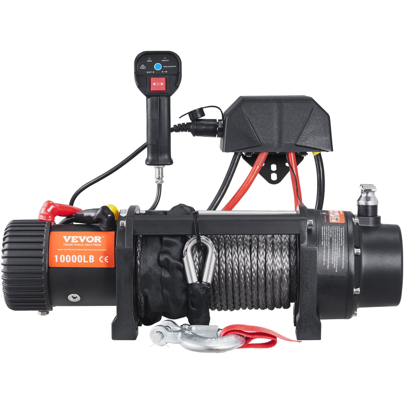 VEVOR Electric Winch, 4536 kg Load Capacity Nylon Rope Winch, IP67 8.9 mm x 25.9 m ATV Winch with Wireless Handheld Remote & Hawse Fairlead for Towing Jeep Off-Road SUV Truck Car Trailer Boat