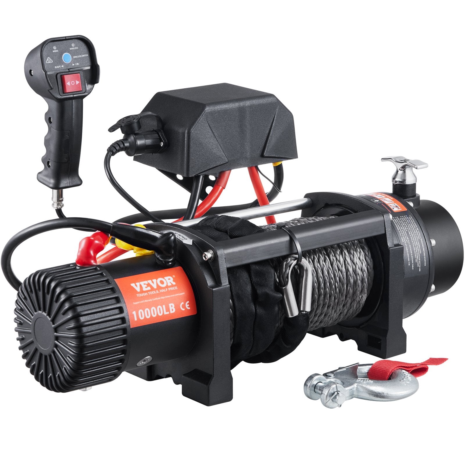 VEVOR Electric Winch, 4536 kg Load Capacity Nylon Rope Winch, IP67 8.9 mm x 25.9 m ATV Winch with Wireless Handheld Remote & Hawse Fairlead for Towing Jeep Off-Road SUV Truck Car Trailer Boat