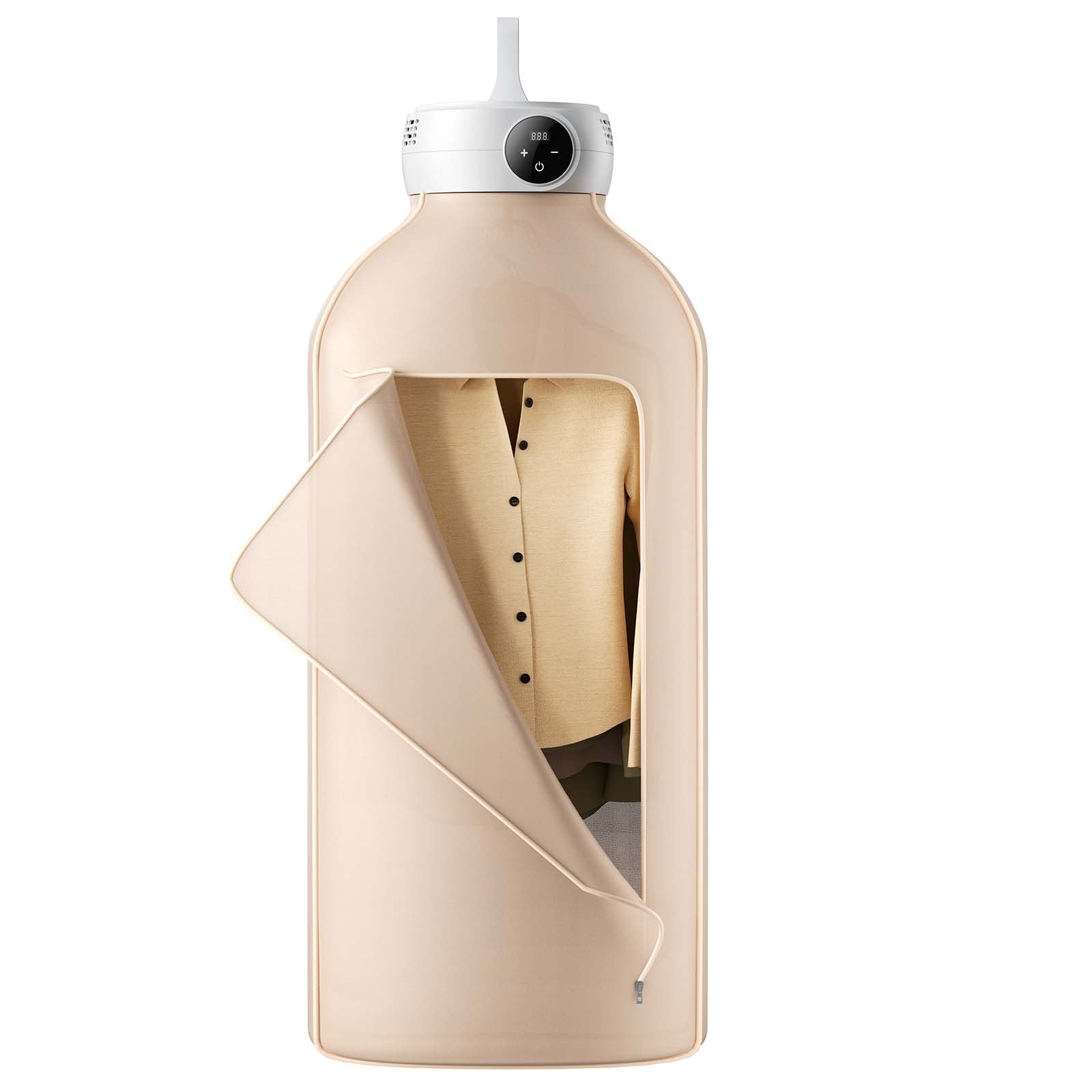 VEVOR Portable Clothes Dryer, Clothes Dryer with Dryer Bag, PTC Heating & LED Display, Foldable Mini Dryer with 5-H Timer for Apartments, Dorms, RVs, or Hotels, 600W, Beige