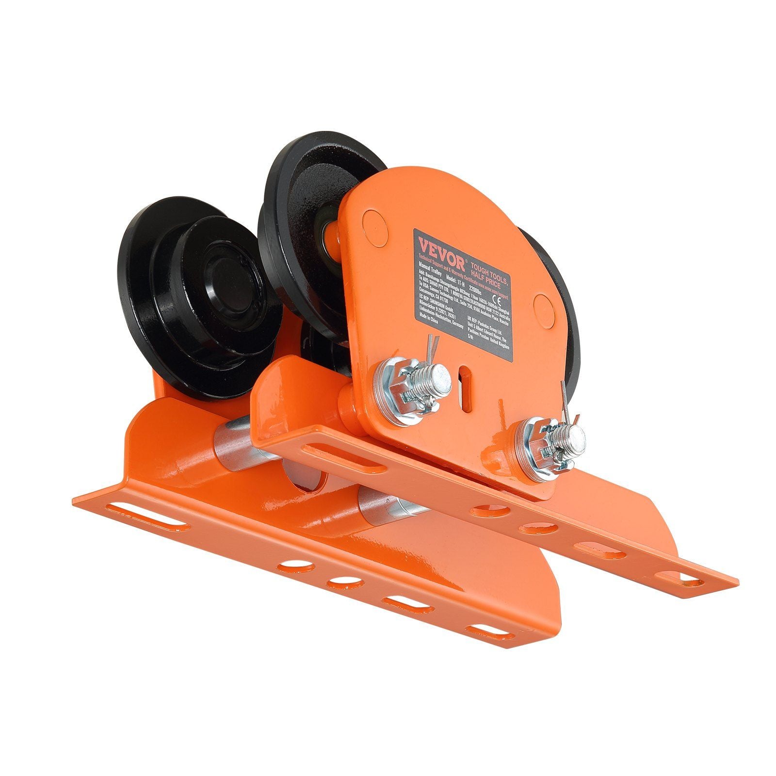 Electric Hoist Manual Trolley, 1 Ton Load Capacity for PA200 PA250 PA300 PA400 PA500, Push Beam Trolley with Dual Wheels, 68 mm-110 mm Adjustable Beam Flange Width for Straight Curved I Beam