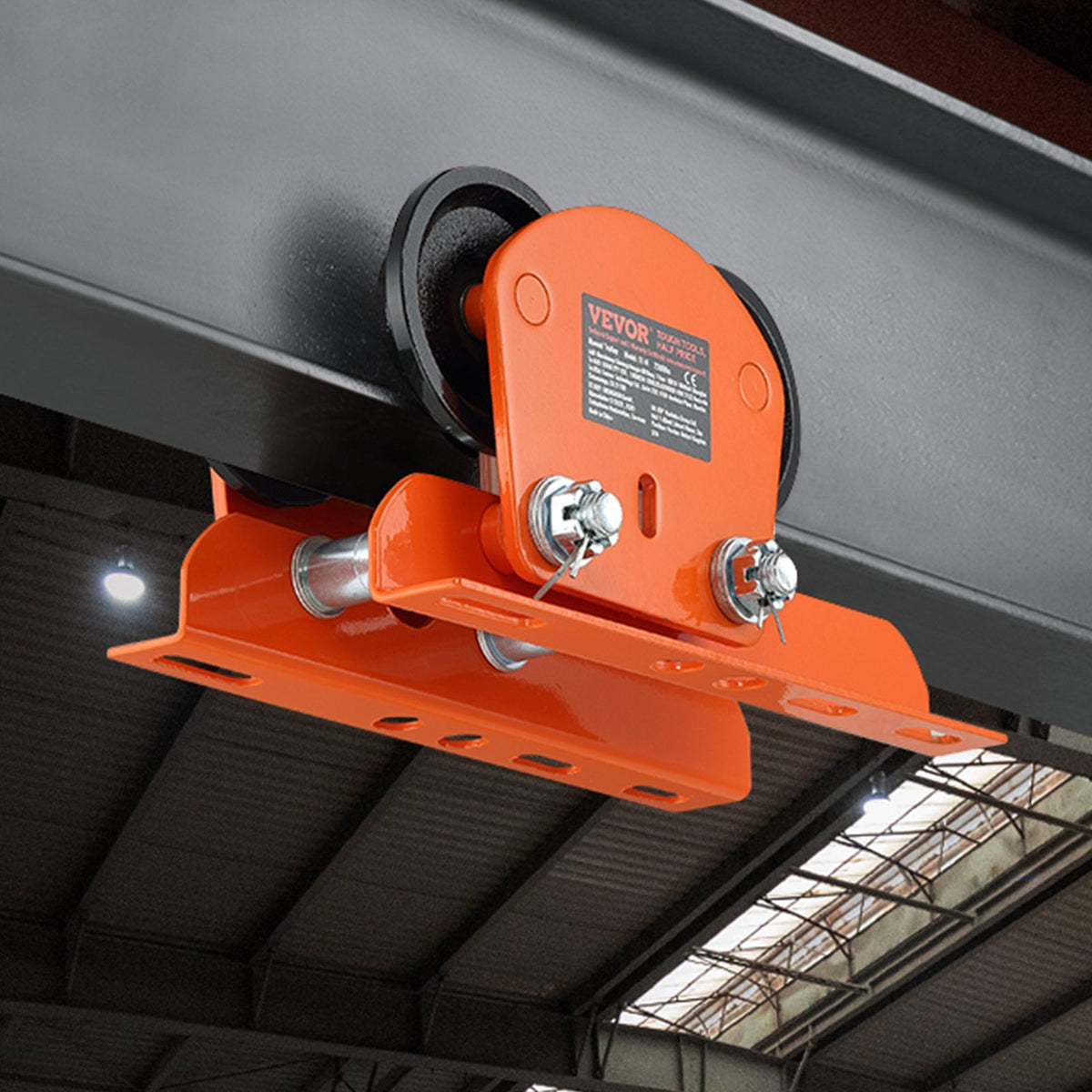 Electric Hoist Manual Trolley, 1 Ton Load Capacity for PA200 PA250 PA300 PA400 PA500, Push Beam Trolley with Dual Wheels, 68 mm-110 mm Adjustable Beam Flange Width for Straight Curved I Beam