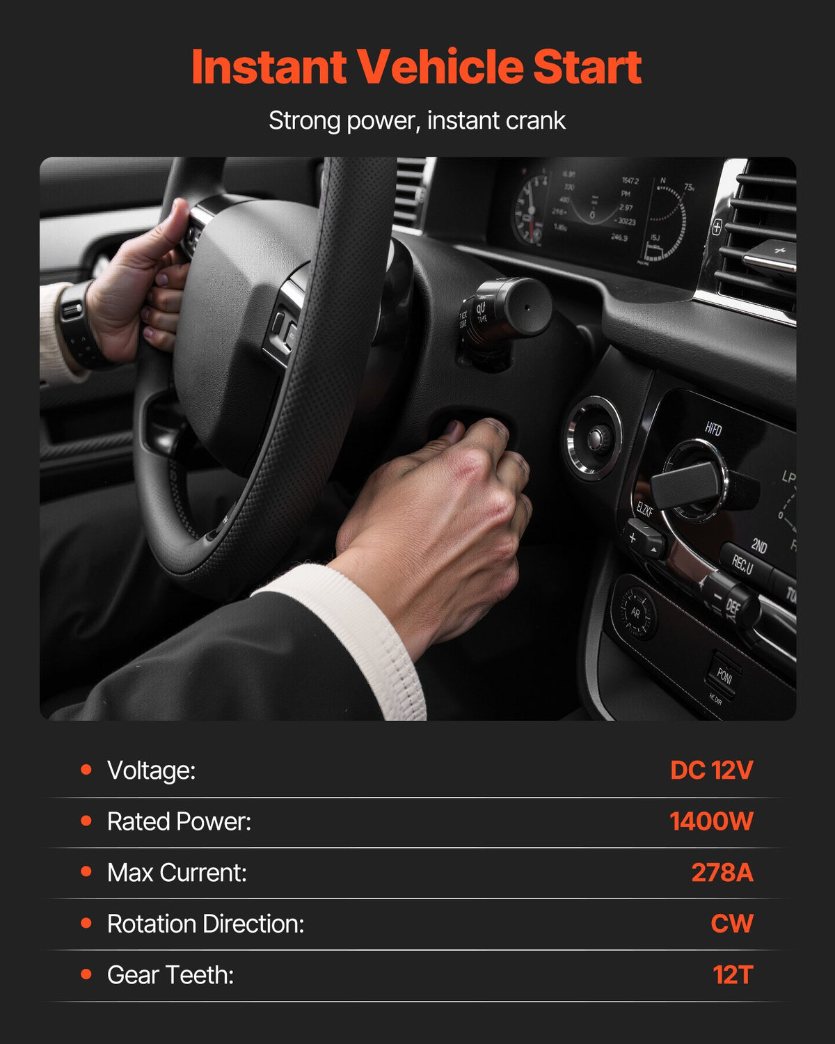 VEVOR Starter 17986, Starter Motor Replacement Compatible with Buick 3.6L V6 06-08, Cadillac SRX 3.0L V6 10-11, Chevrolet 3.6L V6 09-17, GMC Pontiac Saturn Suzuki, OEM 12588493 M000T35871 31100-78J00