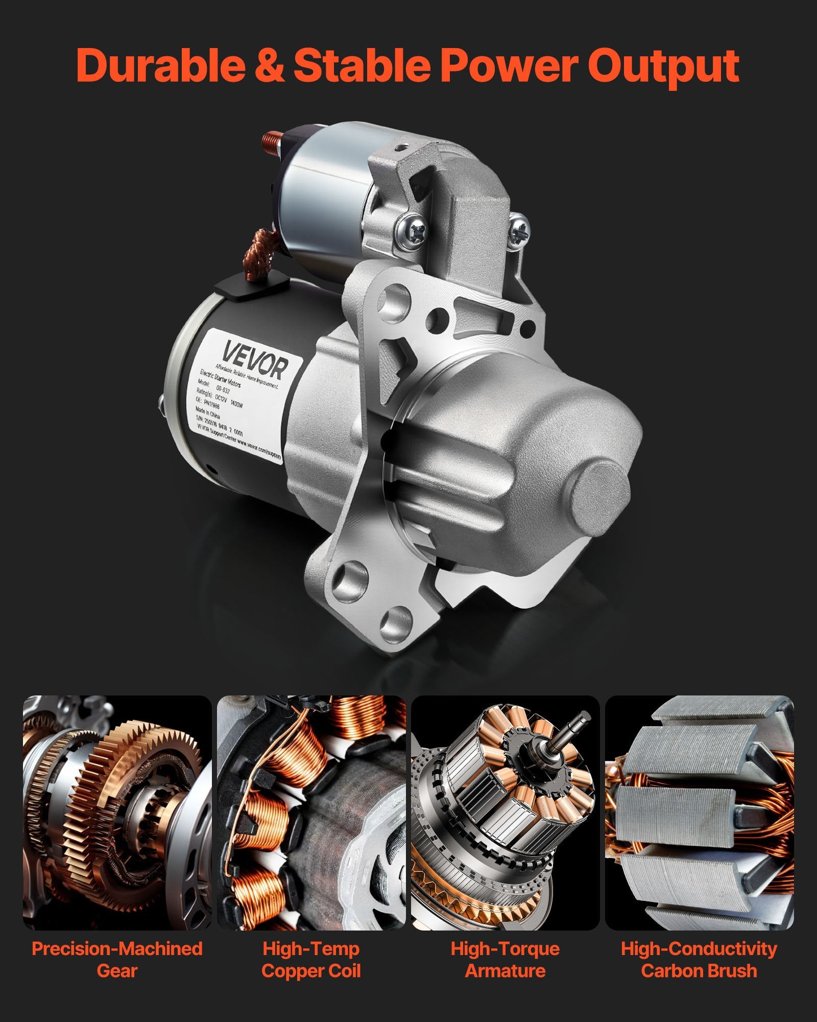 VEVOR Starter 17986, Starter Motor Replacement Compatible with Buick 3.6L V6 06-08, Cadillac SRX 3.0L V6 10-11, Chevrolet 3.6L V6 09-17, GMC Pontiac Saturn Suzuki, OEM 12588493 M000T35871 31100-78J00