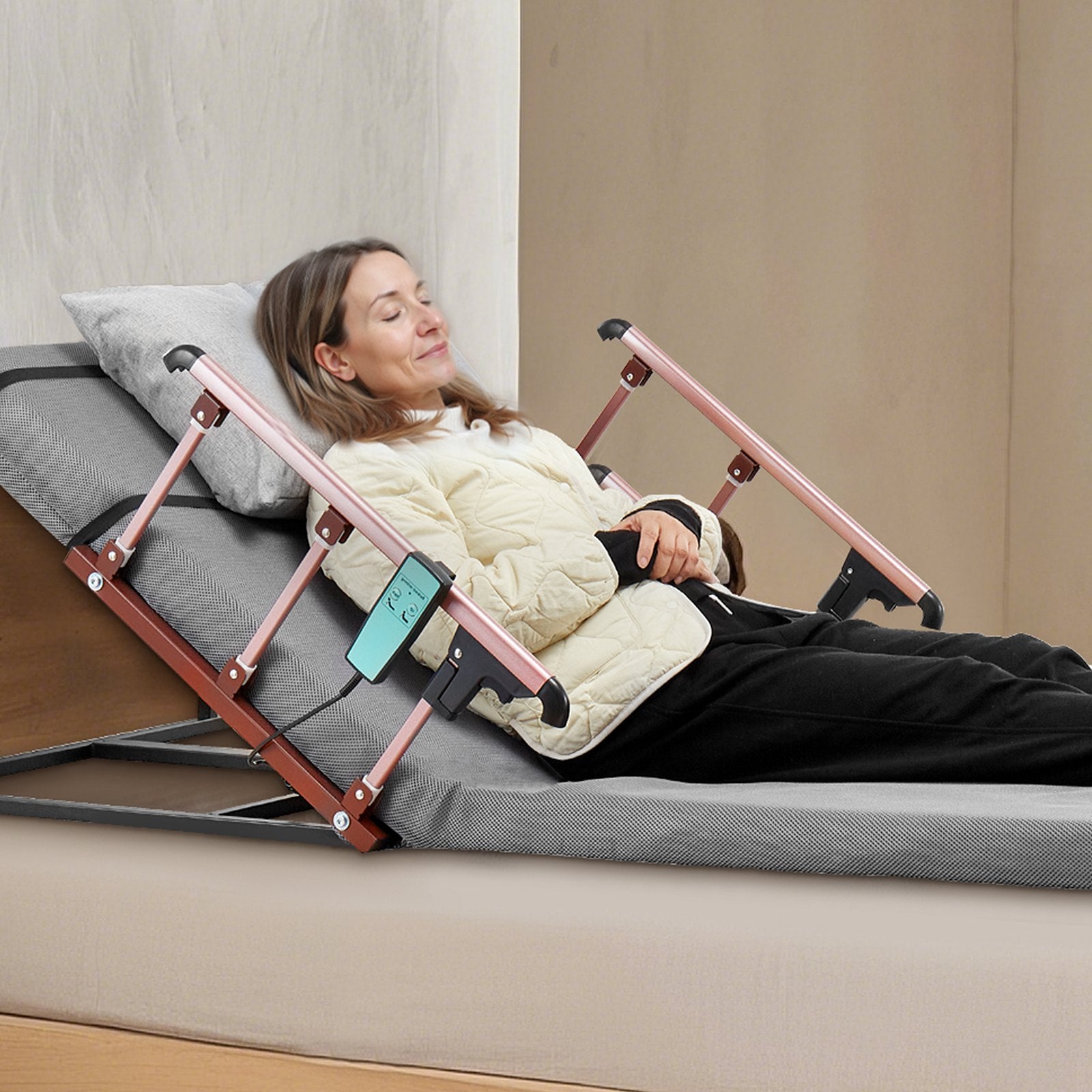 VEVOR Electric Lifting Backrest 136 kg 4-68° Adjustable with Folable Guardrail, 1910 x 960 mm