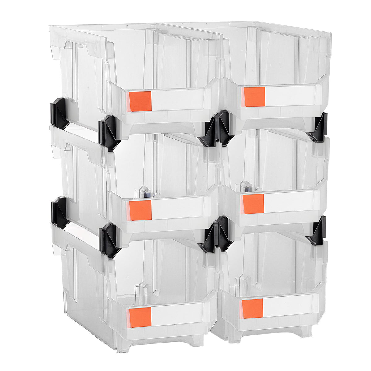 VEVOR Plastic Stackable Storage Bins, 37.7 x 21.5 x 18 cm (6 Pack), Plastic Containers for Organizing &amp; Storage Bins for Closet, Garage, Small Parts, Office Supplies, Other Accessories, Transparent