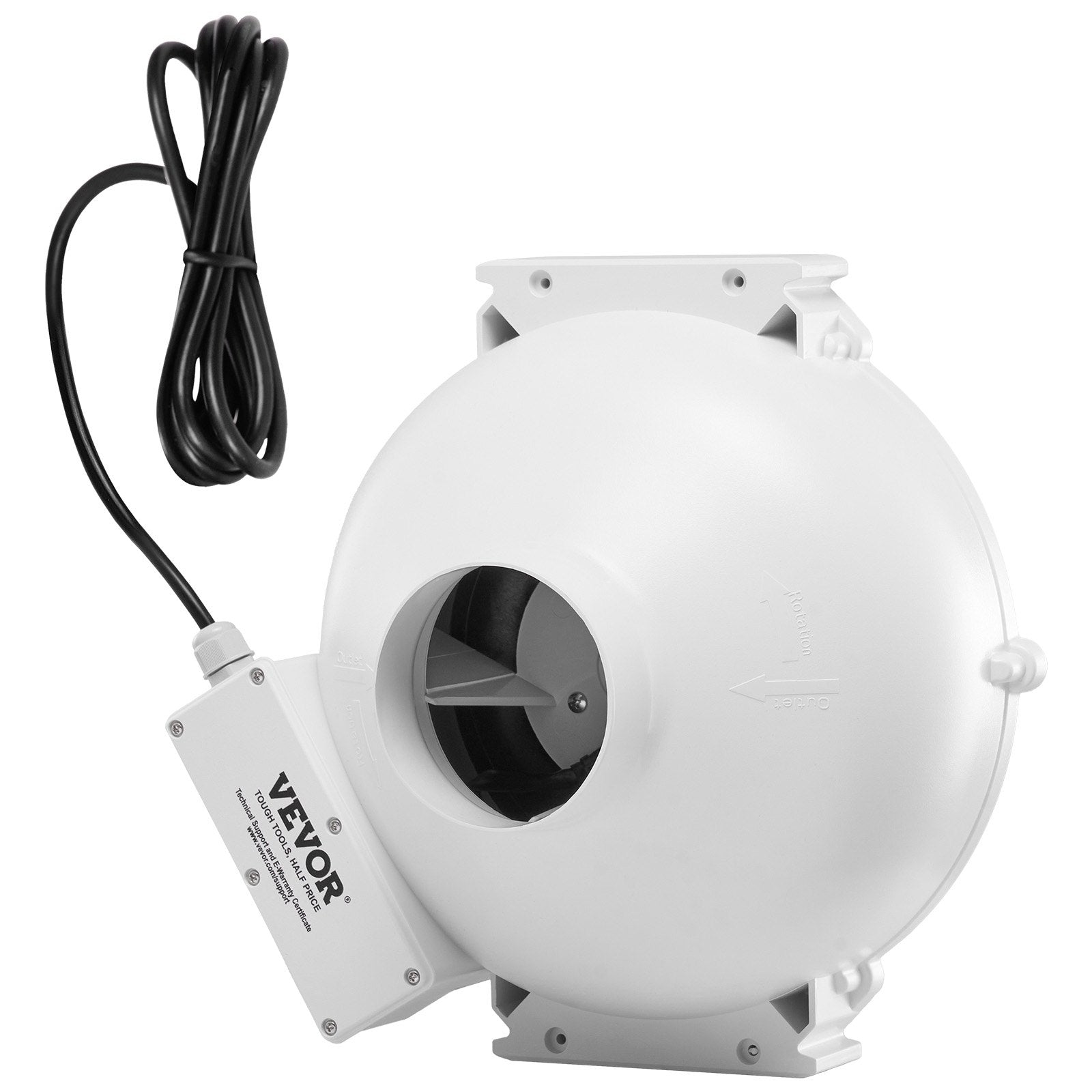 VEVOR 4" to 4.5" Radon Mitigation Fan System Quiet 260CFM Inline Duct Waterproof