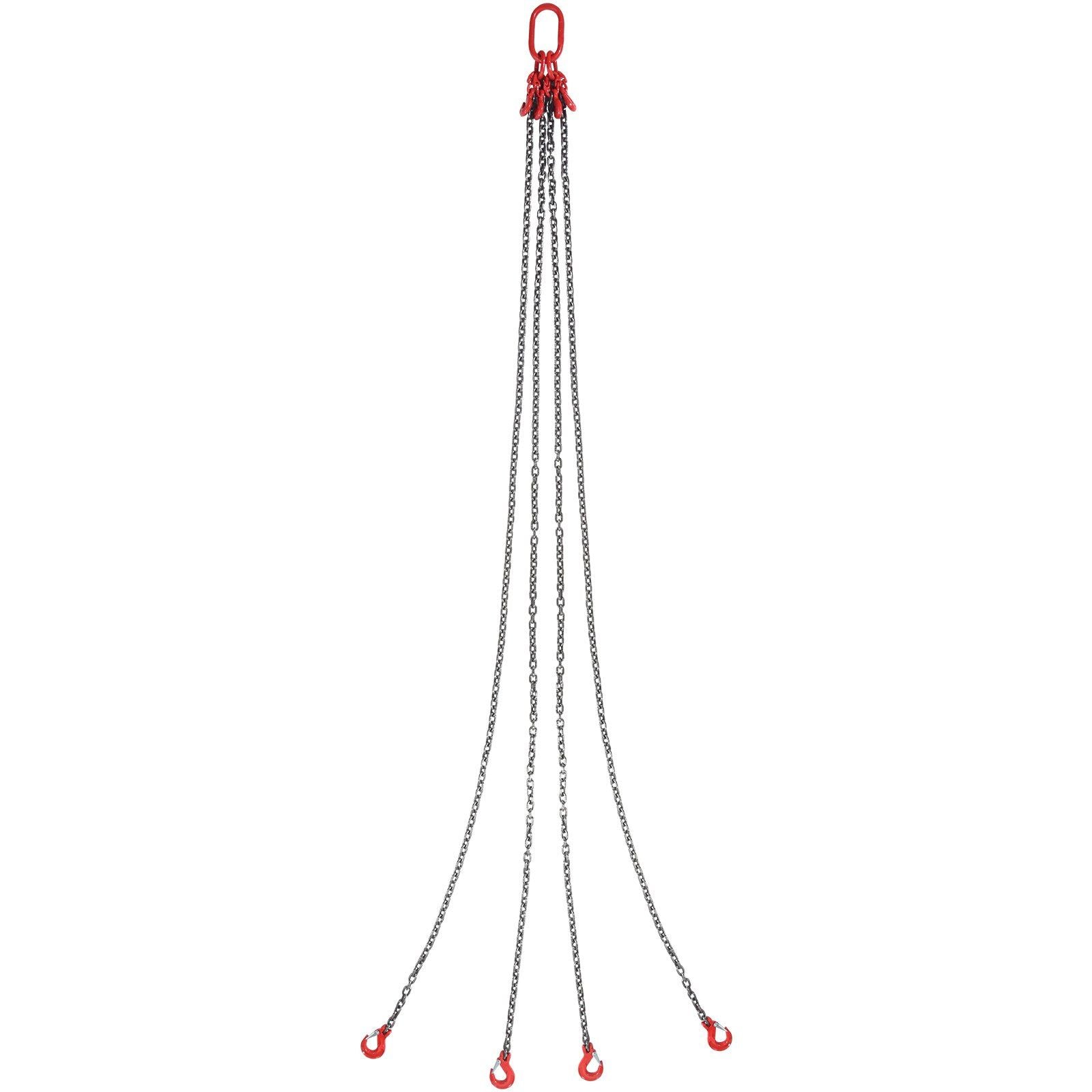 Chain Sling, 10 mm x 300 cm Lifting Chains with Hooks, G80 Engine Chain Hoist Lifts, 8 Ton/8344 kg Lifting Sling Chains for Engine Hoist, Engine Lift Chain with 4 Leg Grab Hooks & Adjusters