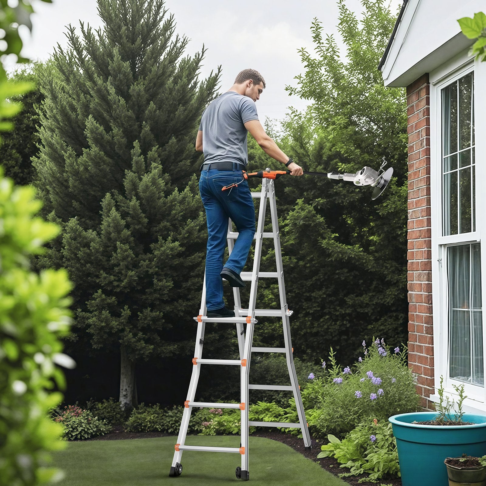VEVOR Telescoping Ladder A Frame 20 FT Extension Multi-Function for Homework