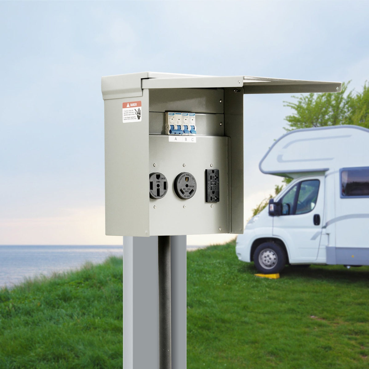 VEVOR 20/30/50A Temporary RV Power Outlet Box Electrical Outdoor Receptacle Box