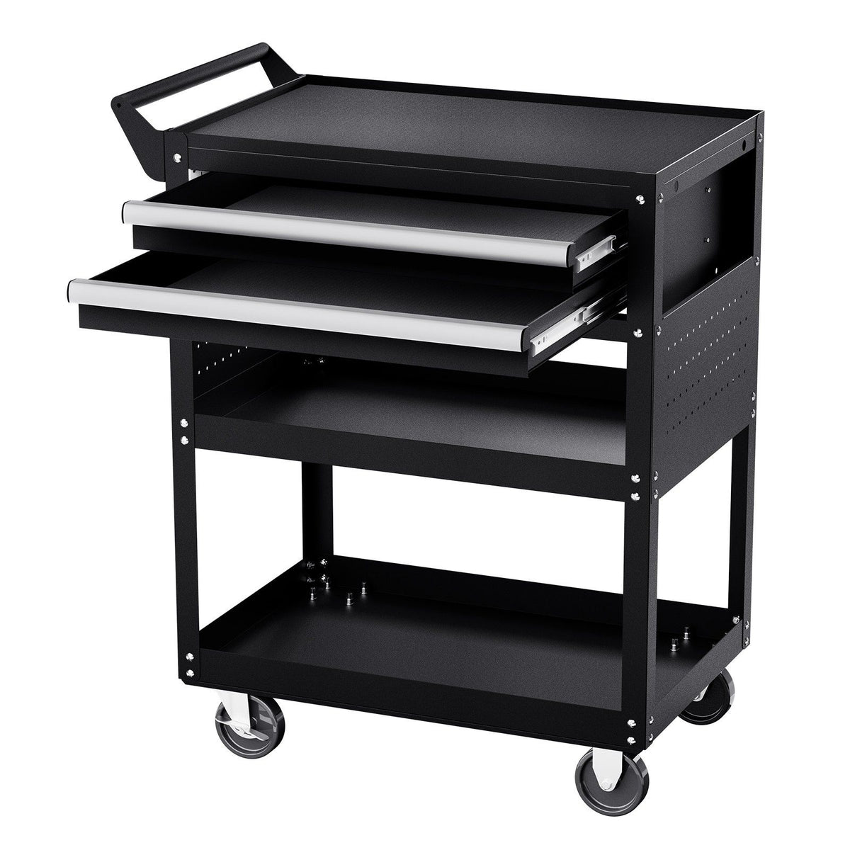 5-Tier Tool Cart with Wheels, 400 lbs Load Capacity, Rolling Work Cart with 2 Drawers &amp; Pegboard, Mechanic Tool Storage Organizer with Locking System for Garage, Warehouse and Repair Shop, Black
