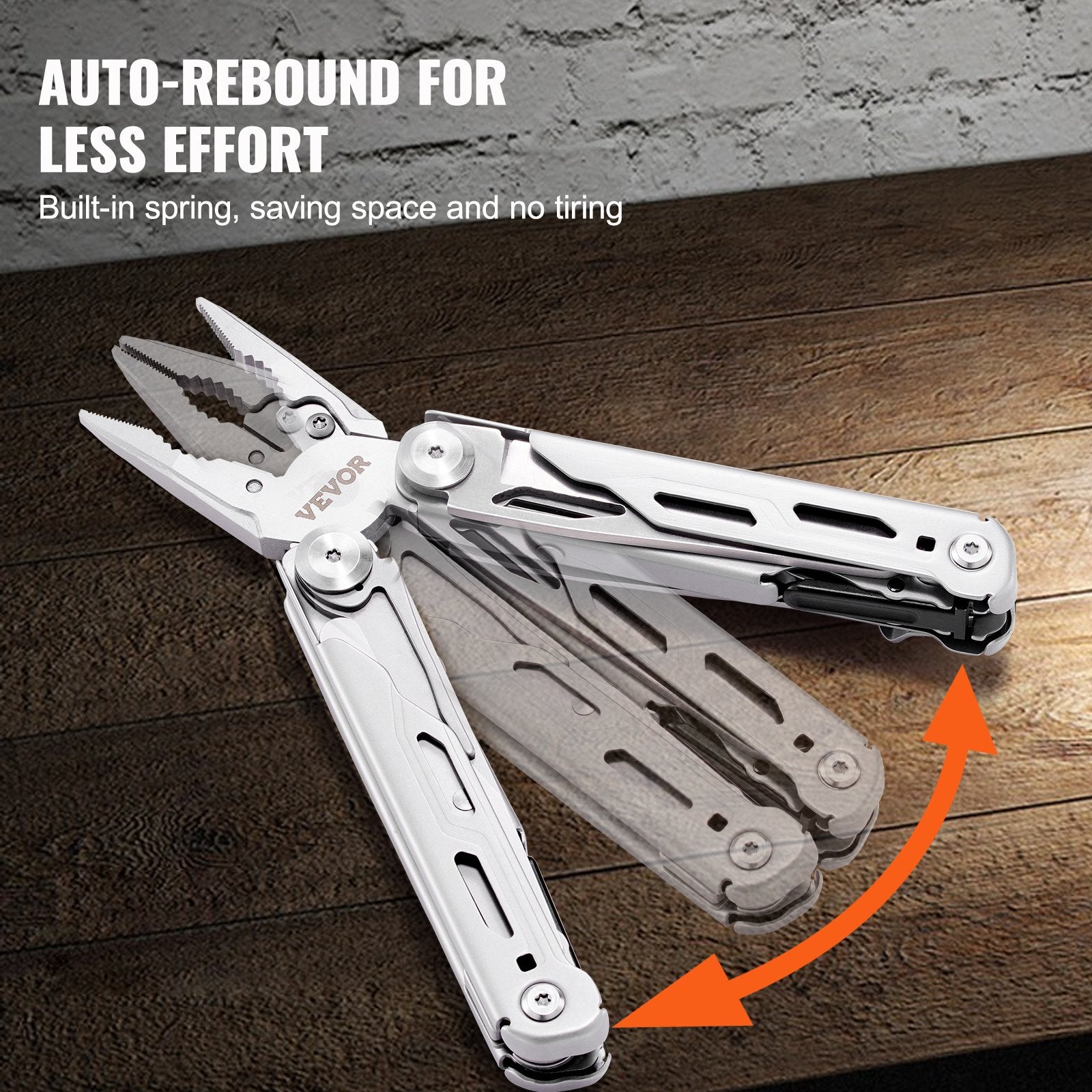 VEVOR 16-In-1 Multitool Pliers, Multi Tool Pliers, Cutters, Knife, Scissors, Ruler, Screwdrivers, Wood Saw, Can Bottle Opener, with Safety Locking and Sheath, for Survival, Camping, Hunting and Hiking