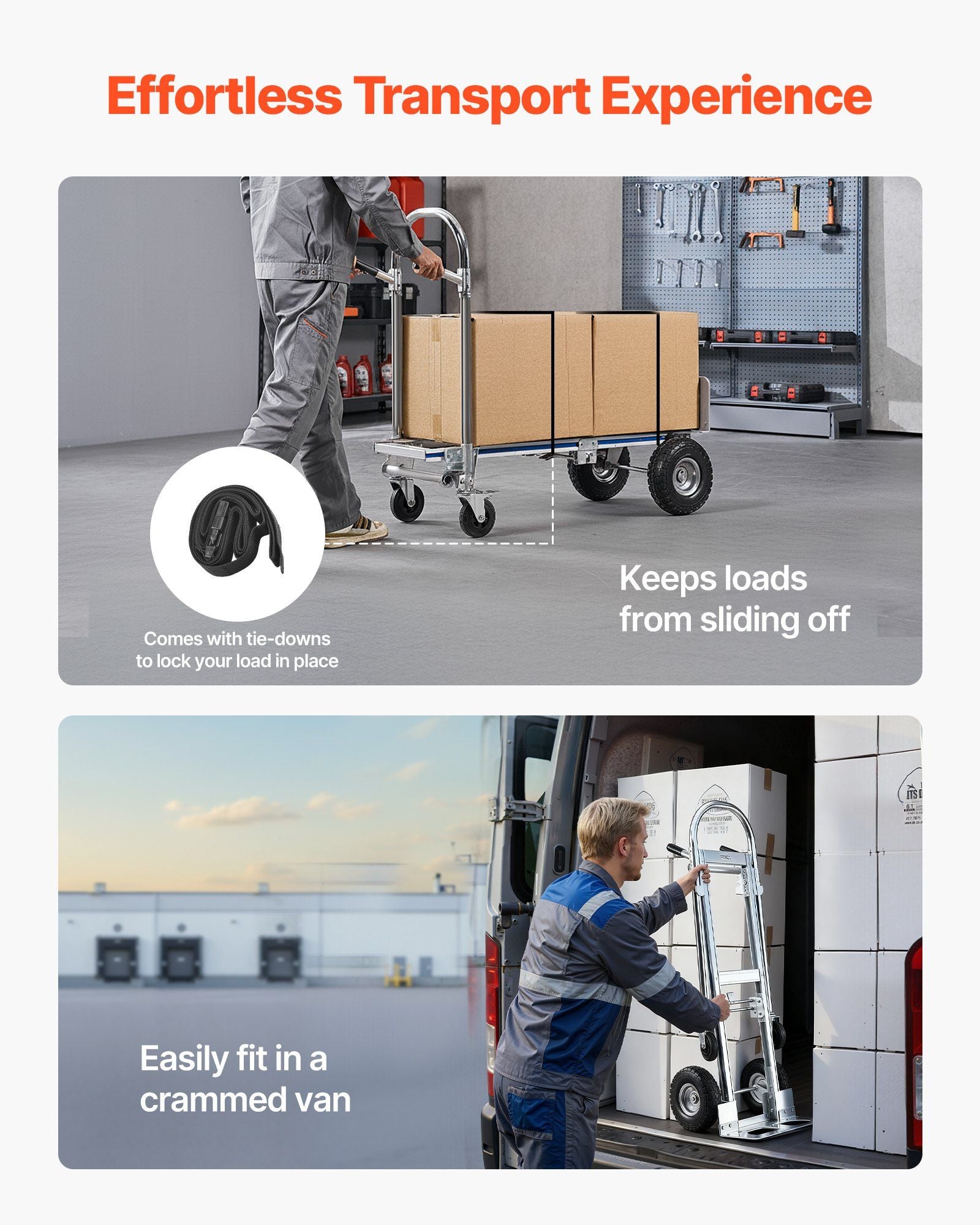 2 in 1 Hand Truck, 453.6 kg Load Capacity for 4-Wheel Mode, Convertible Hand Truck Dolly with Non-Slip Handle & Wheels, Portable Trolley Dolly for Moving Home, Office, Warehouse, Supermarket