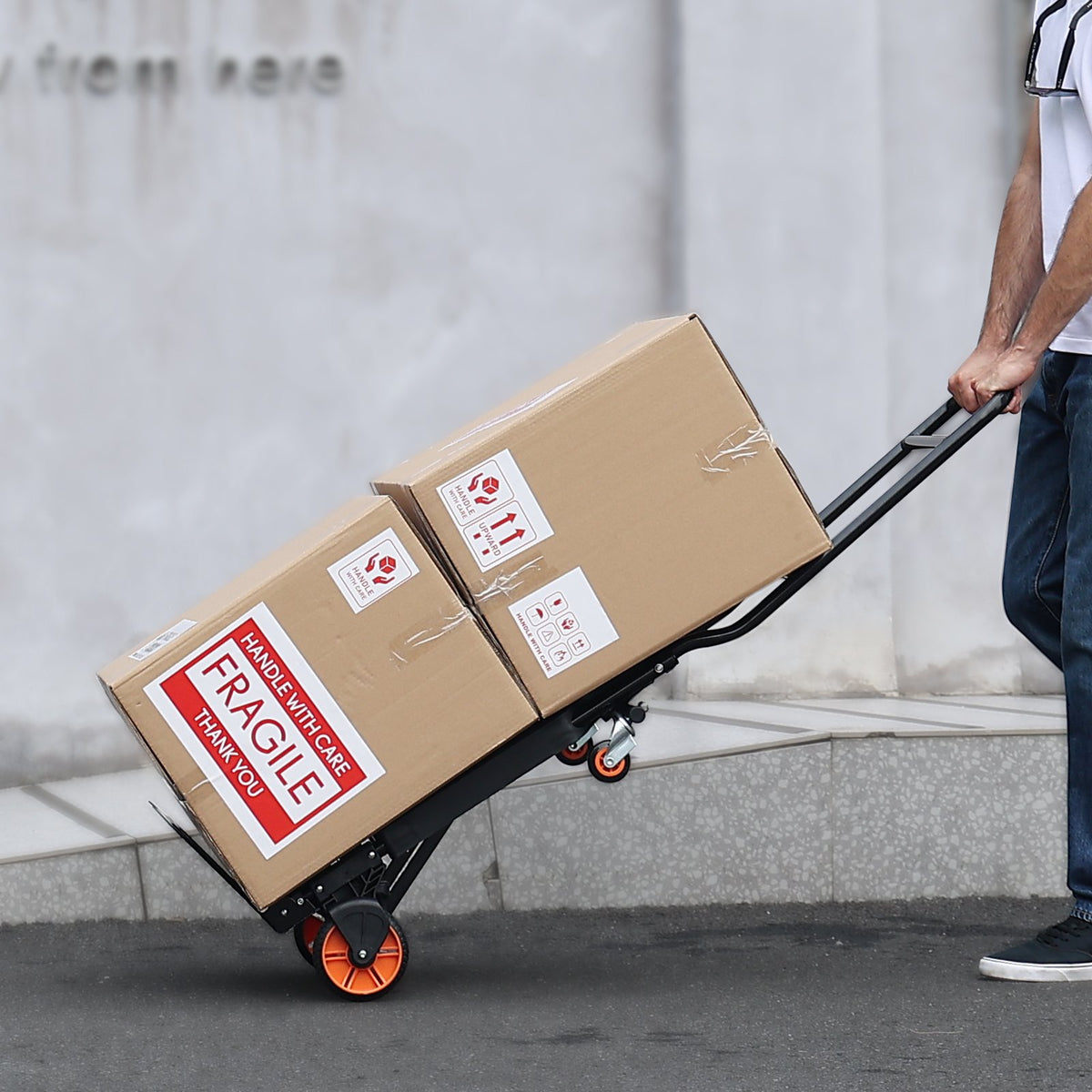 VEVOR Aluminum Hand Truck, 2 in 1, 136 kg Max Load Capacity, Heavy Duty Industrial Convertible Folding Hand Truck and Dolly, Utility Cart Converts from Hand Truck to Platform Cart with Rubber Wheels