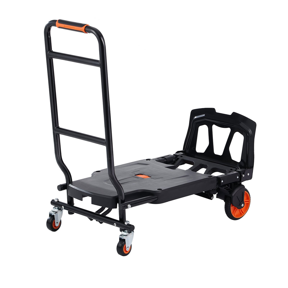 VEVOR Aluminum Hand Truck, 2 in 1, 136 kg Max Load Capacity, Heavy Duty Industrial Convertible Folding Hand Truck and Dolly, Utility Cart Converts from Hand Truck to Platform Cart with Rubber Wheels