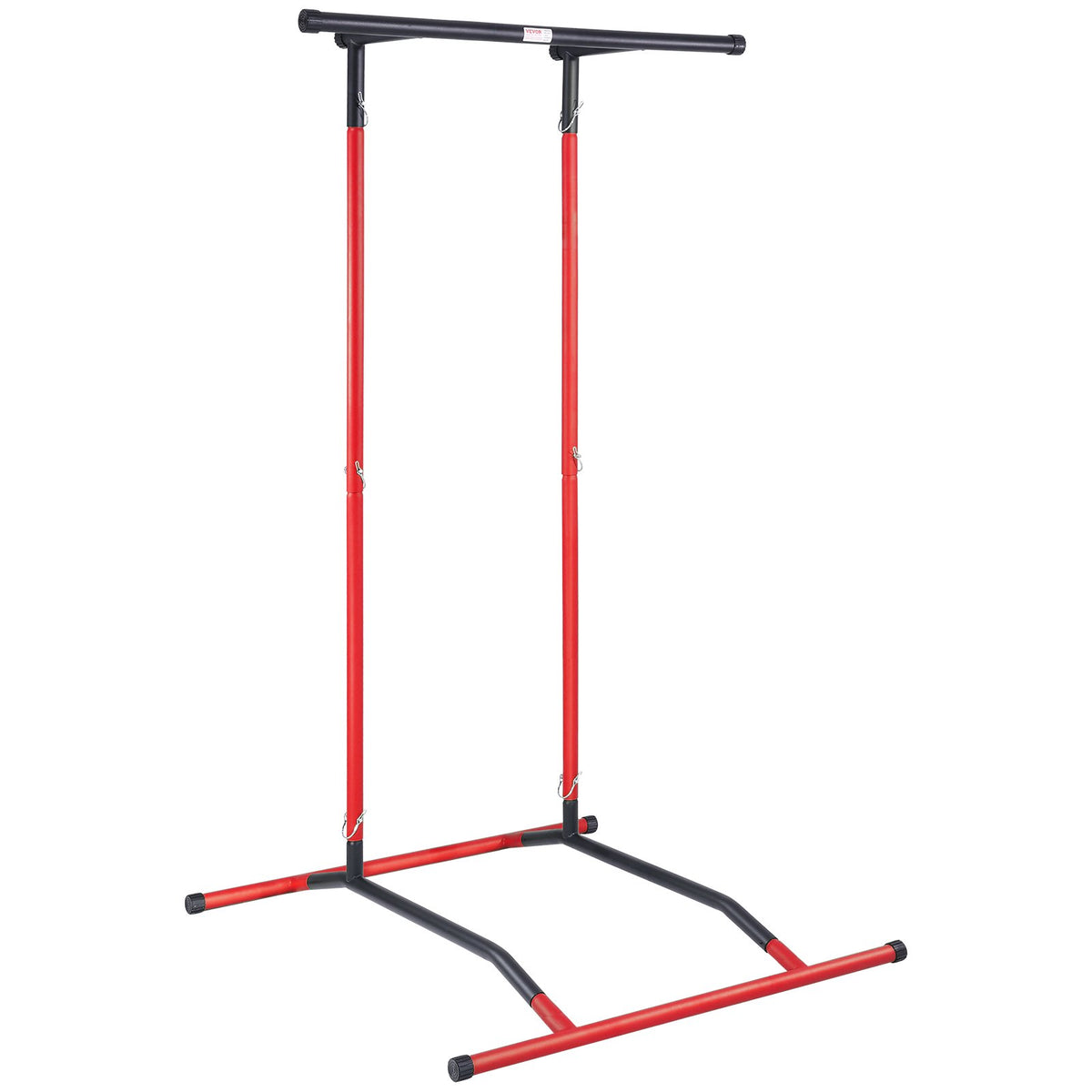 VEVOR Power Tower Dip Station, 2-Level Height Adjustable Pull Up Bar Stand, Multi-Function Strength Training Workout Equipment, Home Gym Fitness Dip Bar Station, 220LBS Weight Capacity, Black &amp; Red