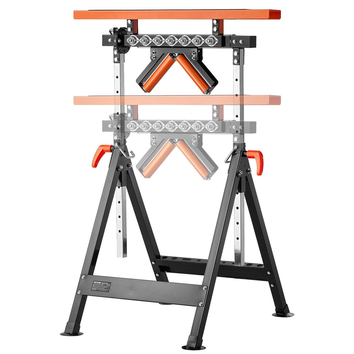 4-in-1 Roller Stand, 220 kg Load Capacity, 838.2-1270 mm Adjustable Height, Folding Heavy Duty with Rack &amp; Multi-directional Roller Head, for Table Saw Outfeed Woodworking Extension Support
