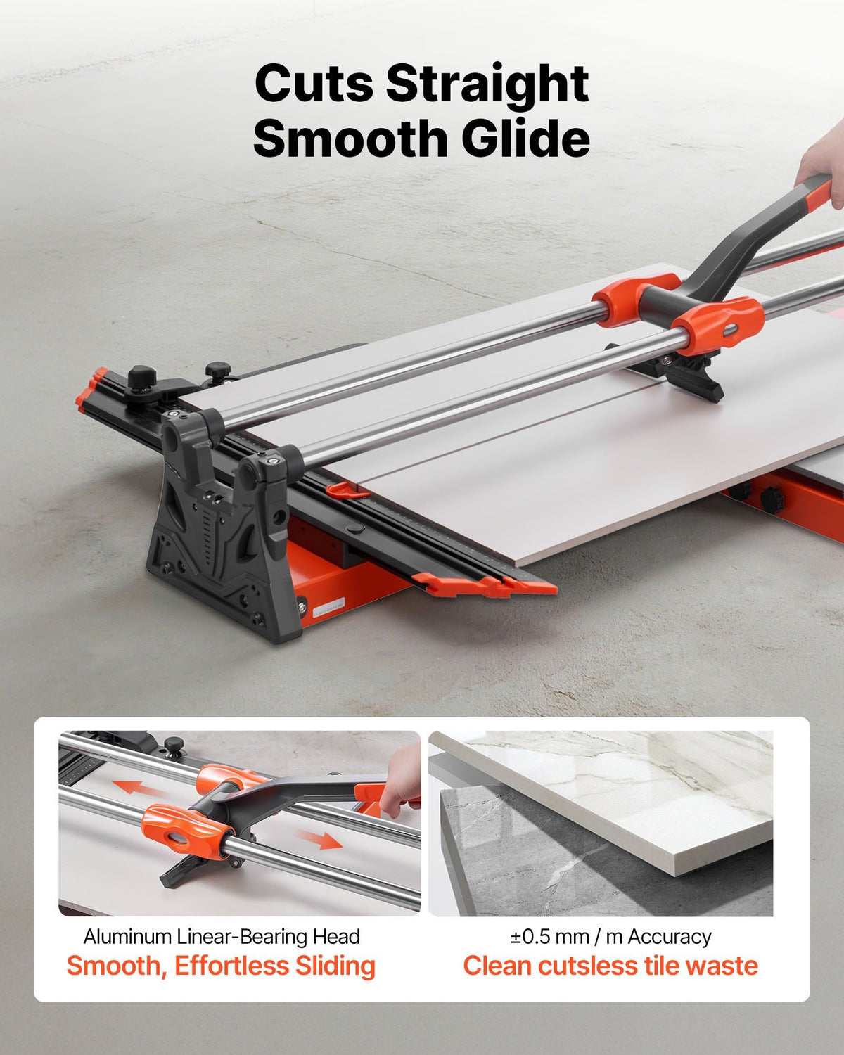 1000 mm Manual Tile Cutter, Upgraded Sliding Head Cutting Tool with Spring-Loaded Base, Angle Fence, Tungsten Carbide Cutting Wheel, Alignment Guide, for DIY Pros, Ceramic, Floor & Wall Tiles