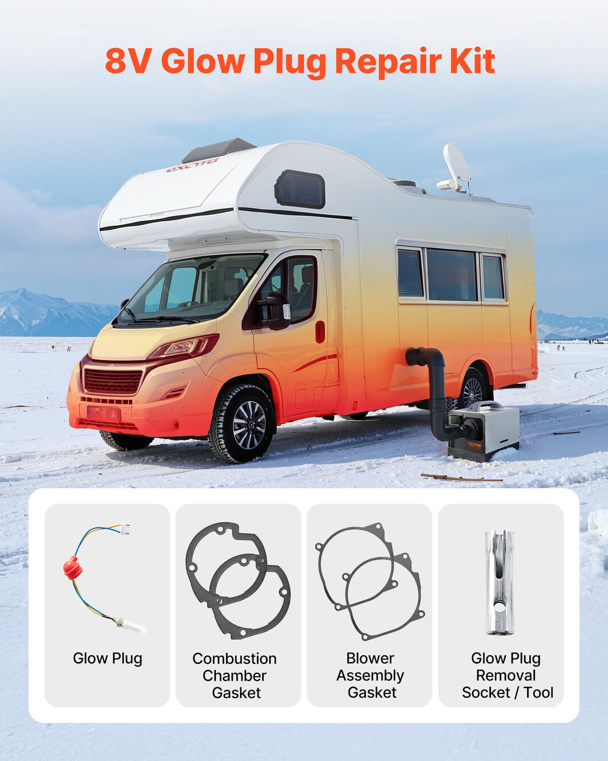 VEVOR 8V Glow Plug Repair Kit, Glow Plug Heater Repair Parking Heater Maintenance Kit with Atomization Mesh, Compatible with 2KW 5KW 8KW Diesel Air Heaters Models, Diesel Heaters Parts for Car Truck