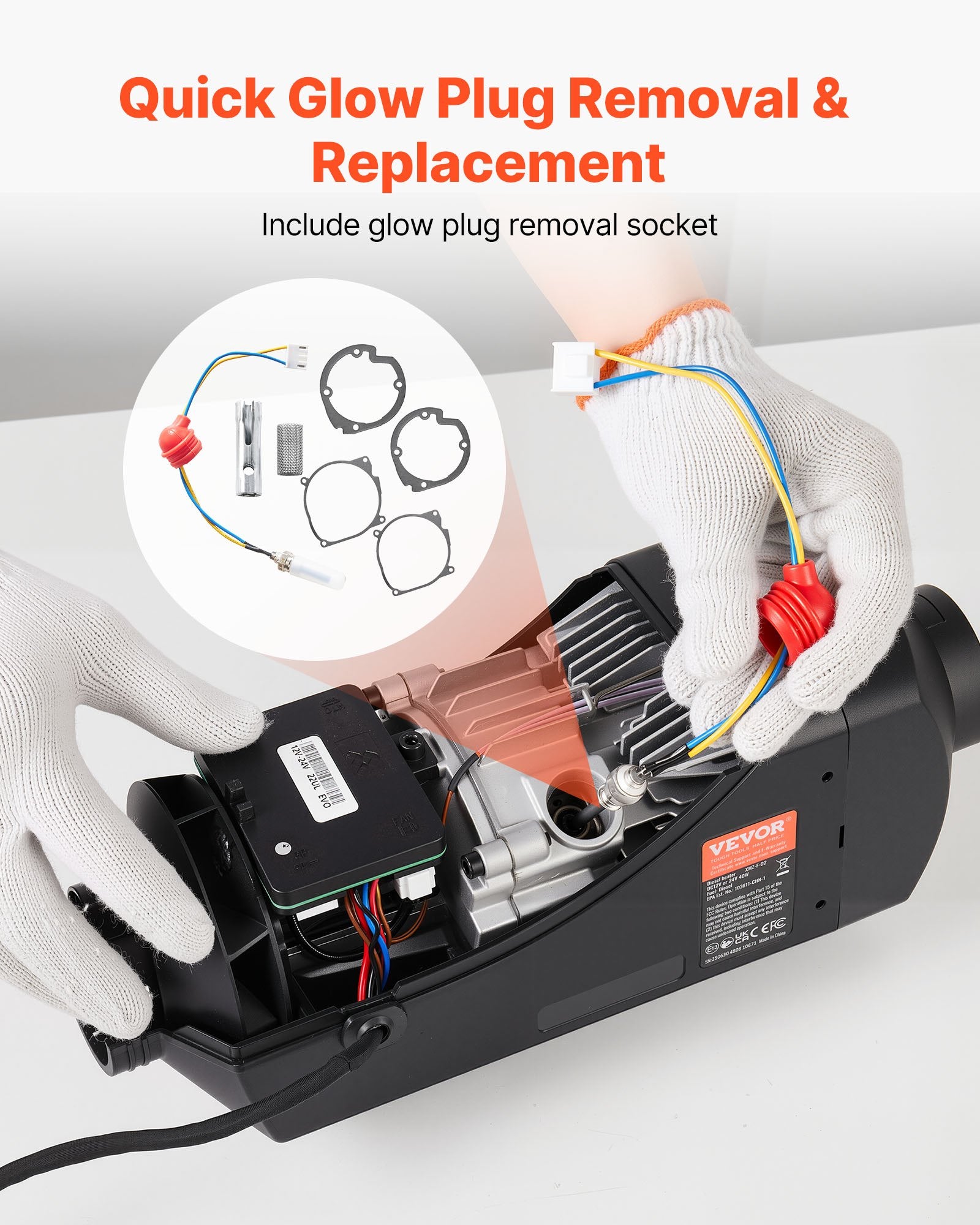 VEVOR 8V Glow Plug Repair Kit, Glow Plug Heater Repair Parking Heater Maintenance Kit with Atomization Mesh, Compatible with 2KW 5KW 8KW Diesel Air Heaters Models, Diesel Heaters Parts for Car Truck