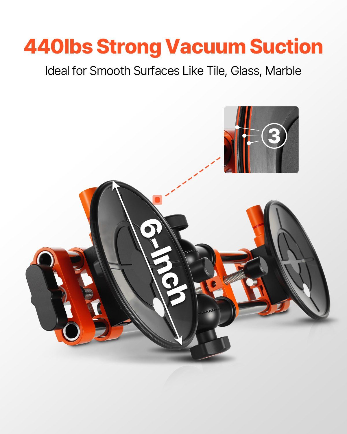Seamless Seam Setter, 2 Packs Granite Seam Setter with 6 in Vacuum Suction Cups, Seam Joiner for Seam Joining & Leveling, 90°-120° Adjustable, Countertop Installation Tool for Tile Marble Slab