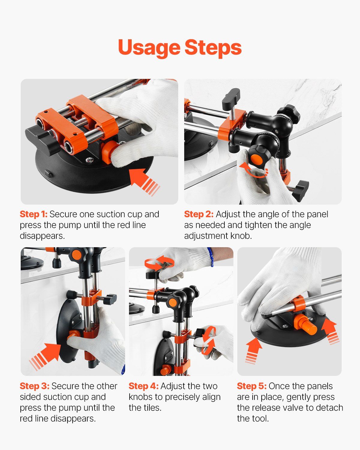 Seamless Seam Setter, 2 Packs Granite Seam Setter with 6 in Vacuum Suction Cups, Seam Joiner for Seam Joining & Leveling, 90°-120° Adjustable, Countertop Installation Tool for Tile Marble Slab