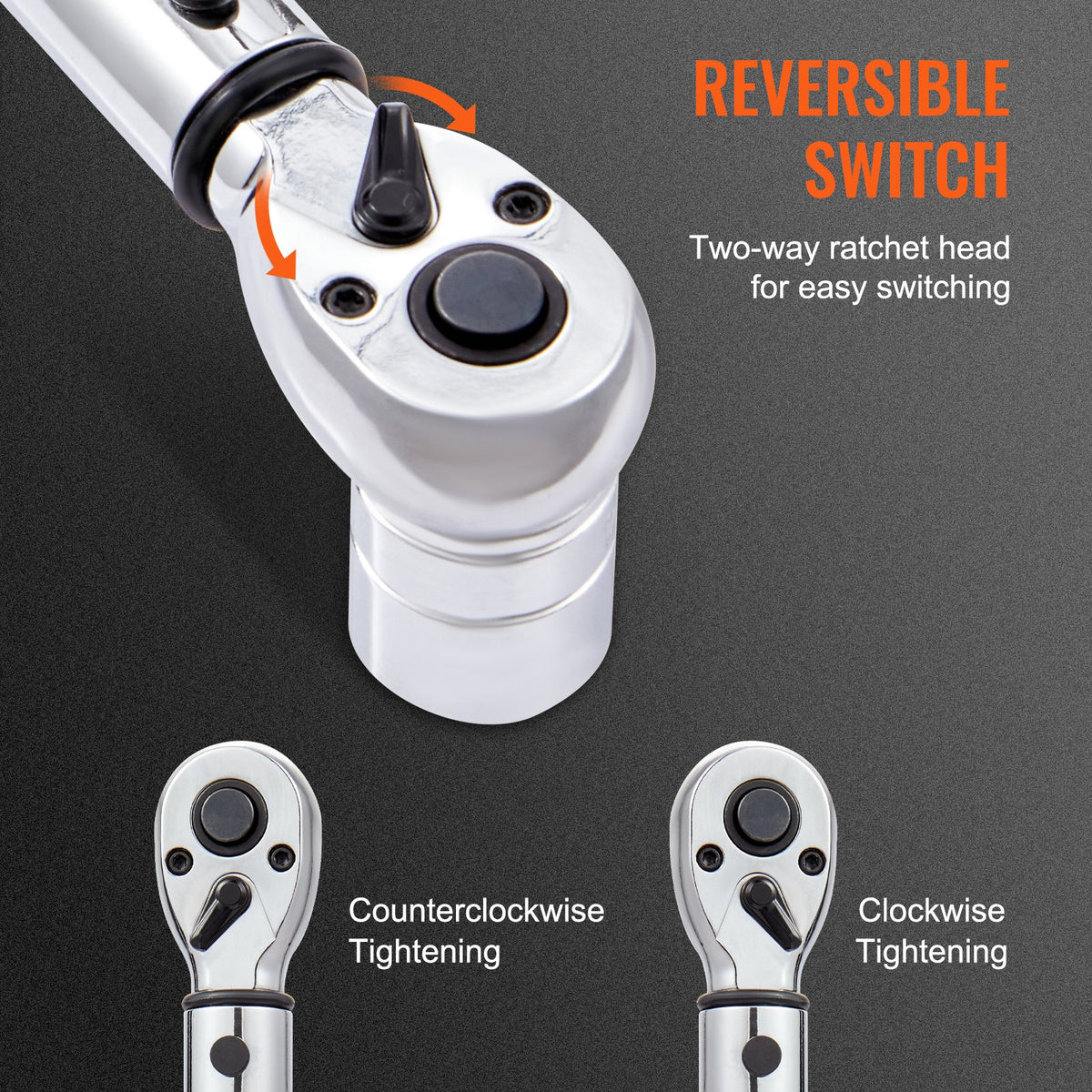 VEVOR Torque Wrench Adjustable Torque Wrench 1/4" Drive 20-200in.lb/2.3-23Nm