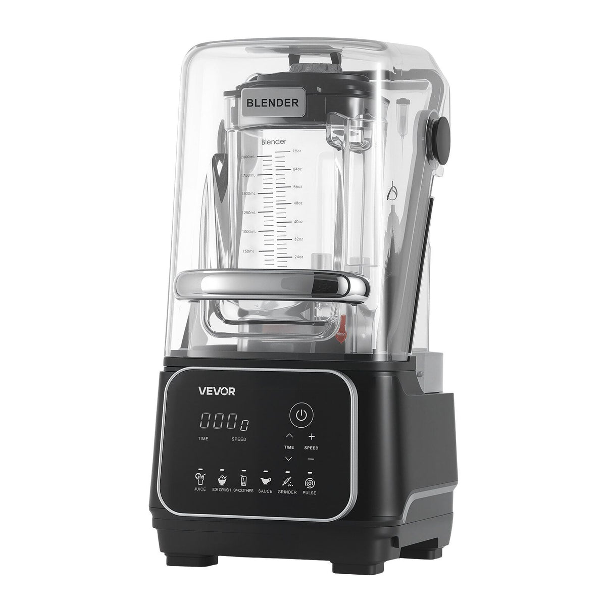 Blender, 2L Professional Countertop Blenders with Shield, 2200W 26000RPM Kitchen Food Processor Combo, Self-Cleaning, Speed Adjustable, 6 Preset Menu for Smoothies, Ice Crushing, Puree, Black