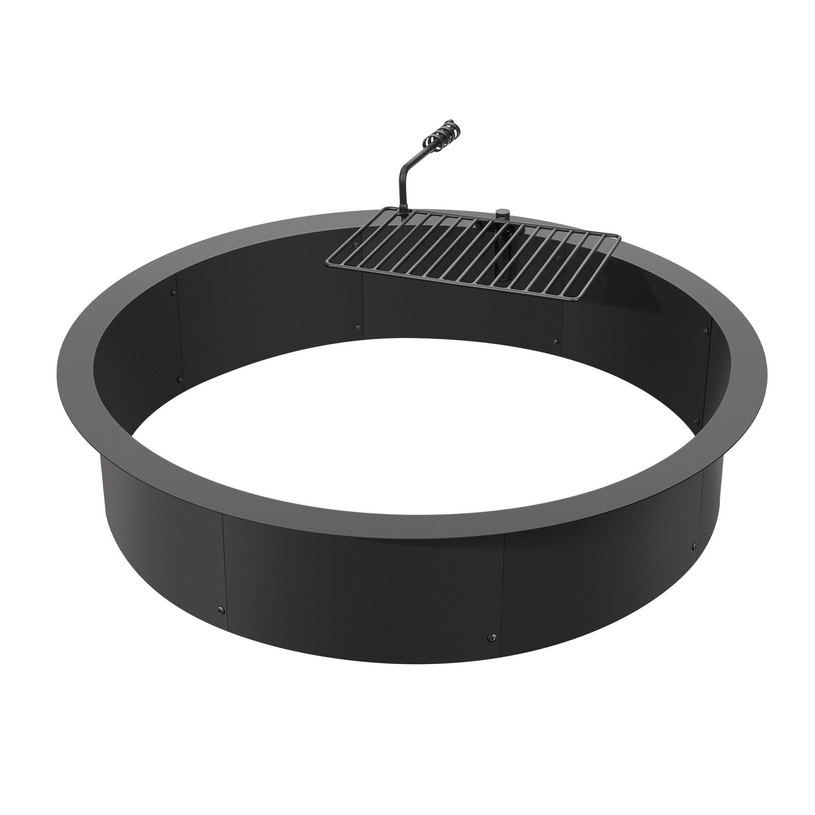 VEVOR Fire Pit Ring, Fire Pit Insert with Barbecue Fire Ring, 40-In Outer/36-In Inner Diameter, 8.5in Height, Carbon Steel Liner DIY Campfire Ring above/In-Ground, for Outdoor Camping, Bonfires