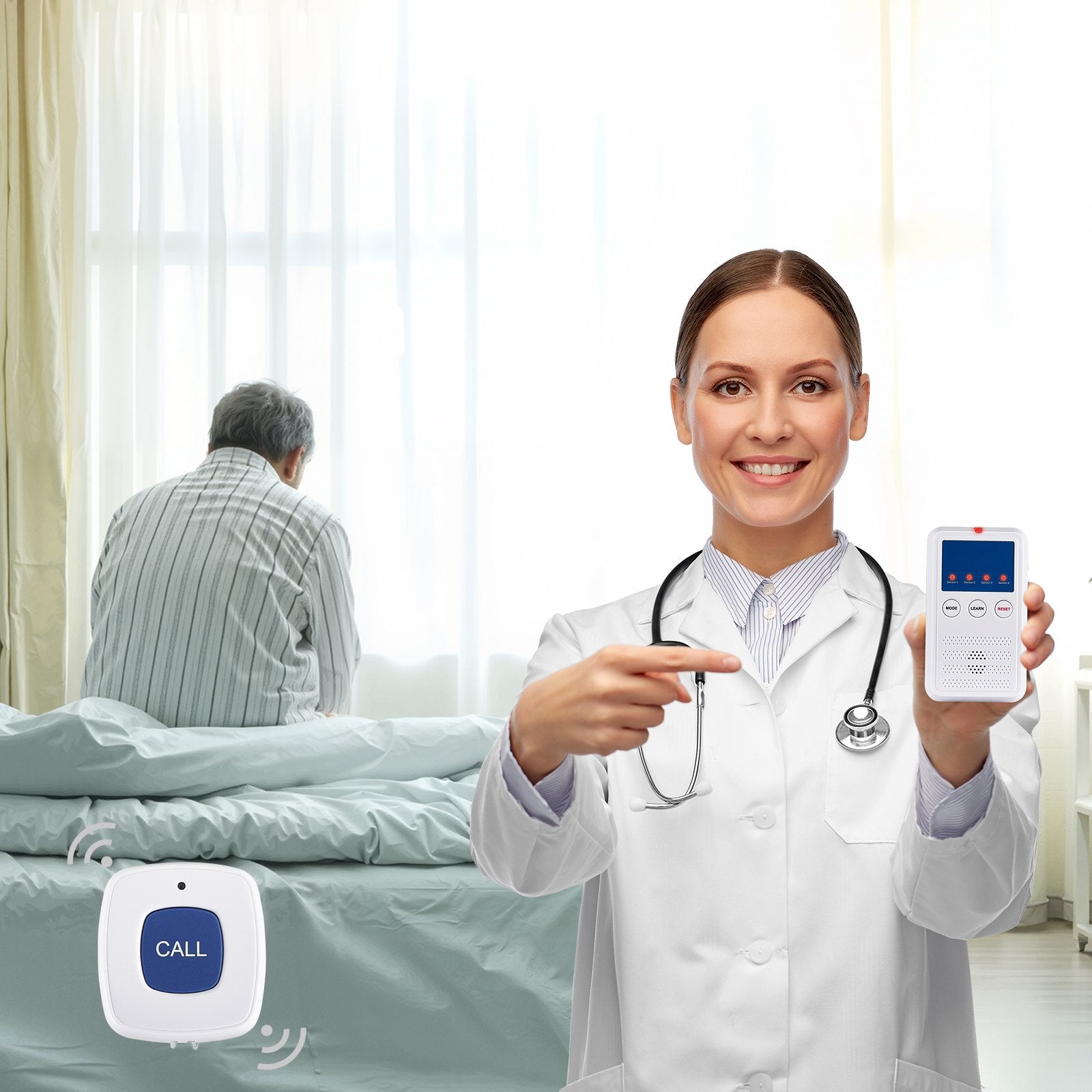 VEVOR Early Alert Bed Alarm System Wireless Bed and Chair Sensor Pad with Pager