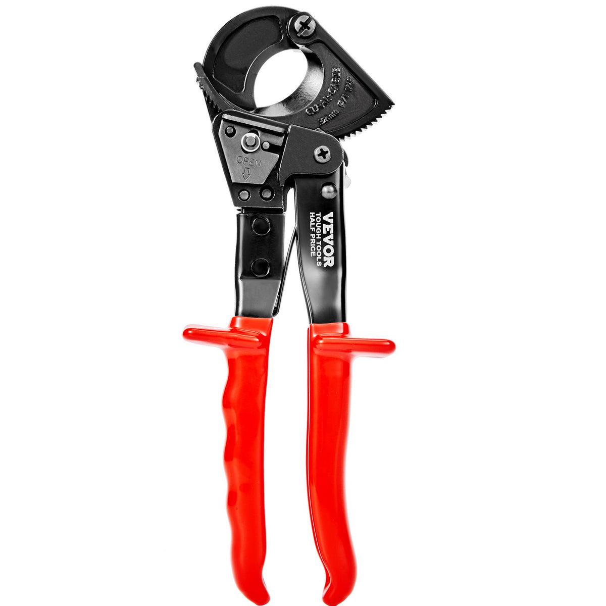 VEVOR Ratcheting Cable Cutter, 250mm Ratchet Wire and Cable Cutter, Cut up to 240 mm², with Comfortable Grip Handles, Easy to Use Quick-Release Lever, Silicon-Manganese Spring Steel Blade