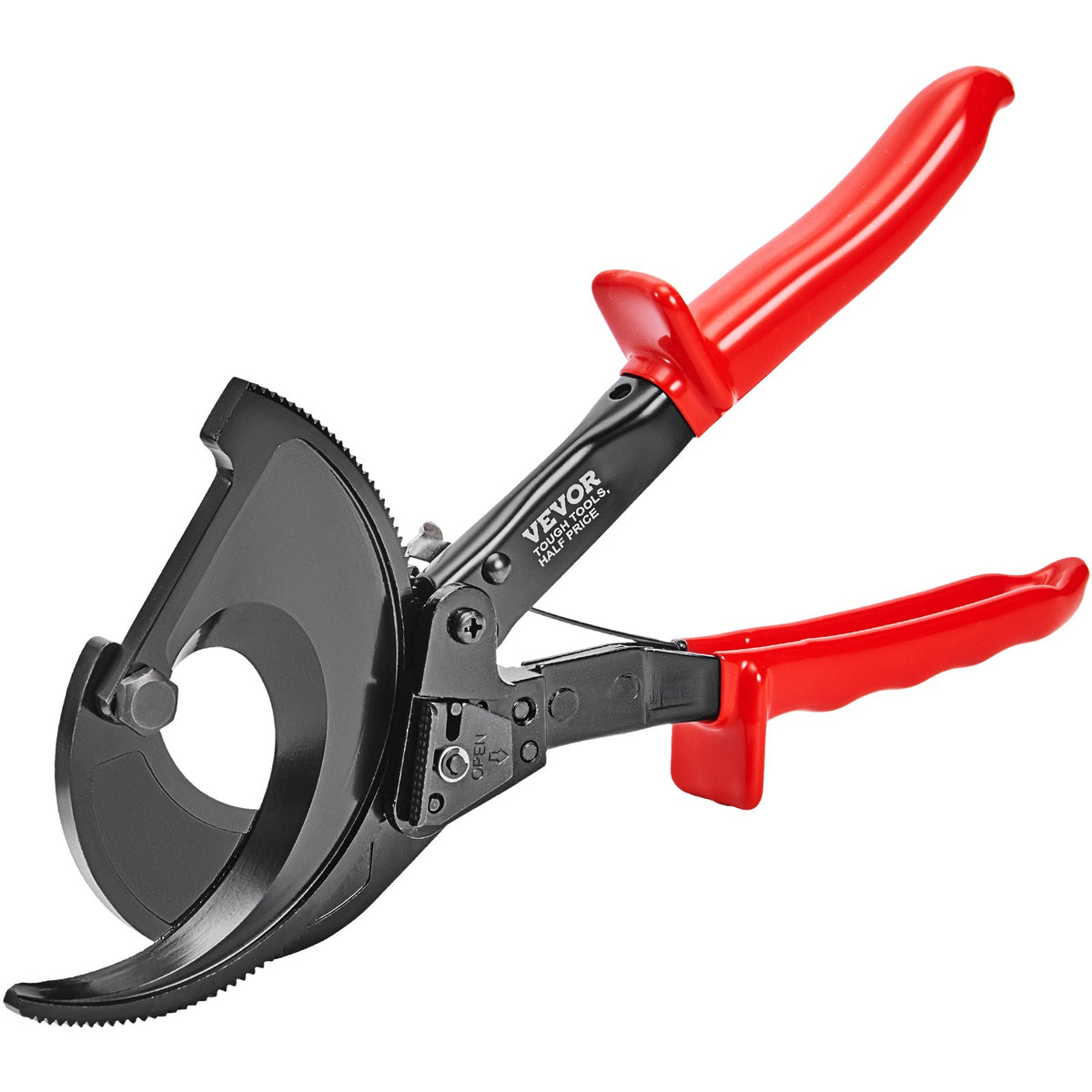 VEVOR Ratcheting Cable Cutter, 280mm Ratchet Wire and Cable Cutter, Cut up to 400 mm², with Comfortable Grip Handles, Easy to Use Quick-Release Lever, Silicon-Manganese Spring Steel Blade