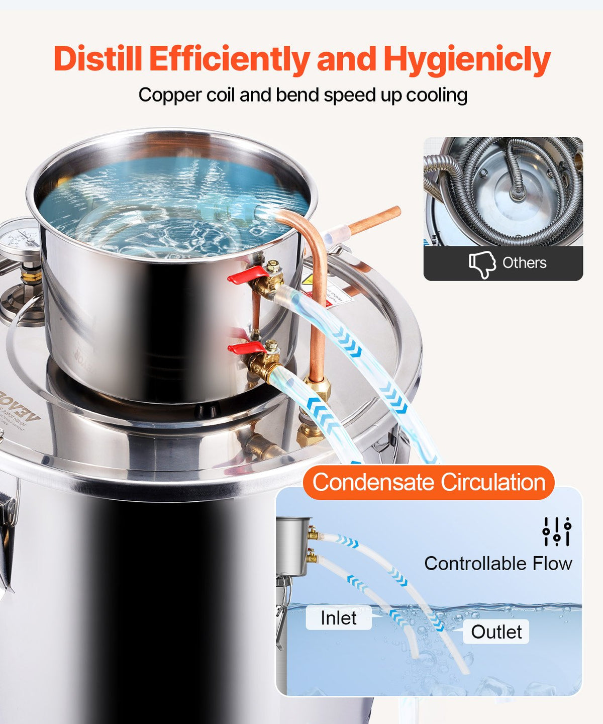 VEVOR Moonshine Still 8 Gal Water Alcohol Distiller Brewing Kit Stainless Steel