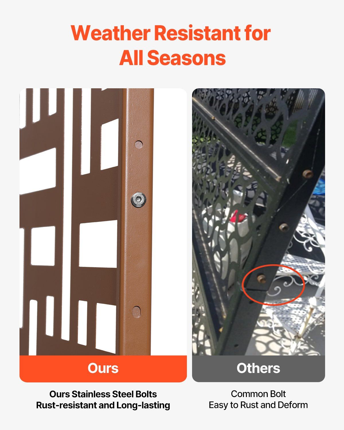 Metal Privacy Screen, 120 x 193cm, Outdoor Privacy Screens 3-Panel, Freestanding Outdoor Divider with Stand, Decorative Garden Steel Privacy Fence for Balcony Patio Indoor Room Hot Tub Brown