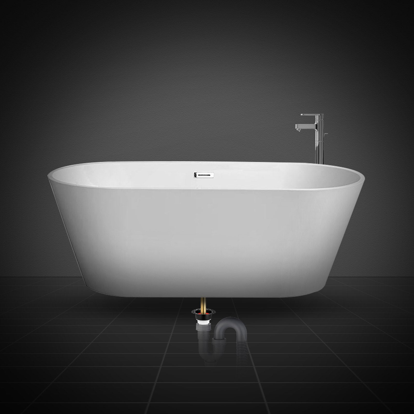 VEVOR PVC Freestanding Tub Drain Kit, 2 Brass Tail Pipes, Bathtub Drain Rough-in Kit, with PVC Adapter of Tailpiece, Compatible with Freestanding Bathtubs, Floor Mounted Bathtubs and Island Bathtubs