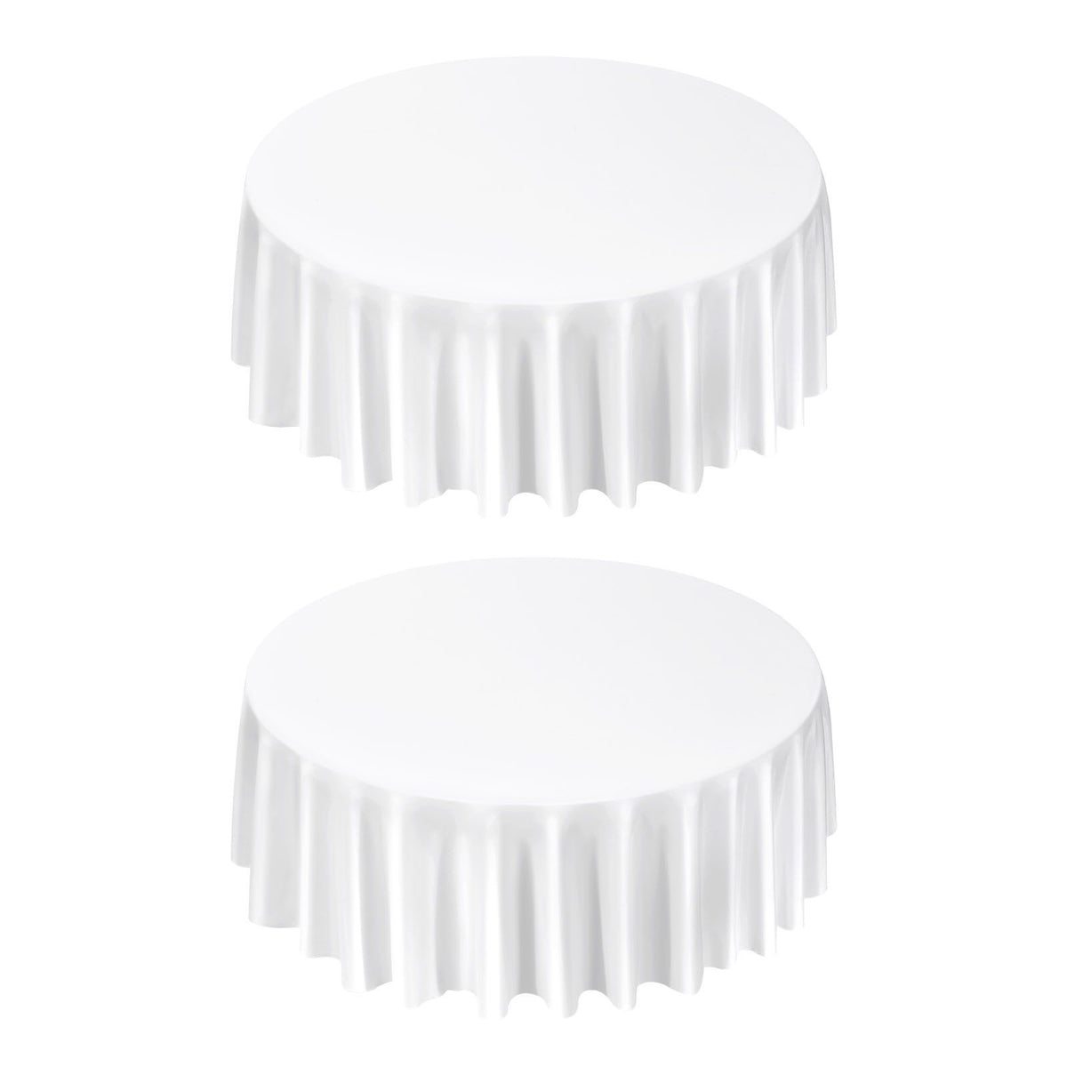 White Round Tablecloths 2 Pack, 120 Inches in Diameter, Stain- & Wrinkle- Resistant, Machine Washable Table Clothes, Polyester Fabric Table Covers for Wedding, Party, Banquet, Formal Events