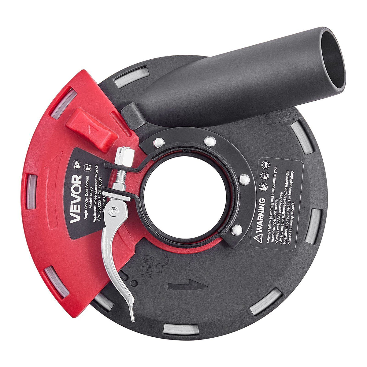 Grinding Dust Shroud for Angle Grinder, Universal 100-125mm, Surface Grinder Dust Shroud with 6 Clamping Washers & 125 mm Diamond Grinding Cup Wheel, Connect to Vacuum Cleaner, for Wood Concrete