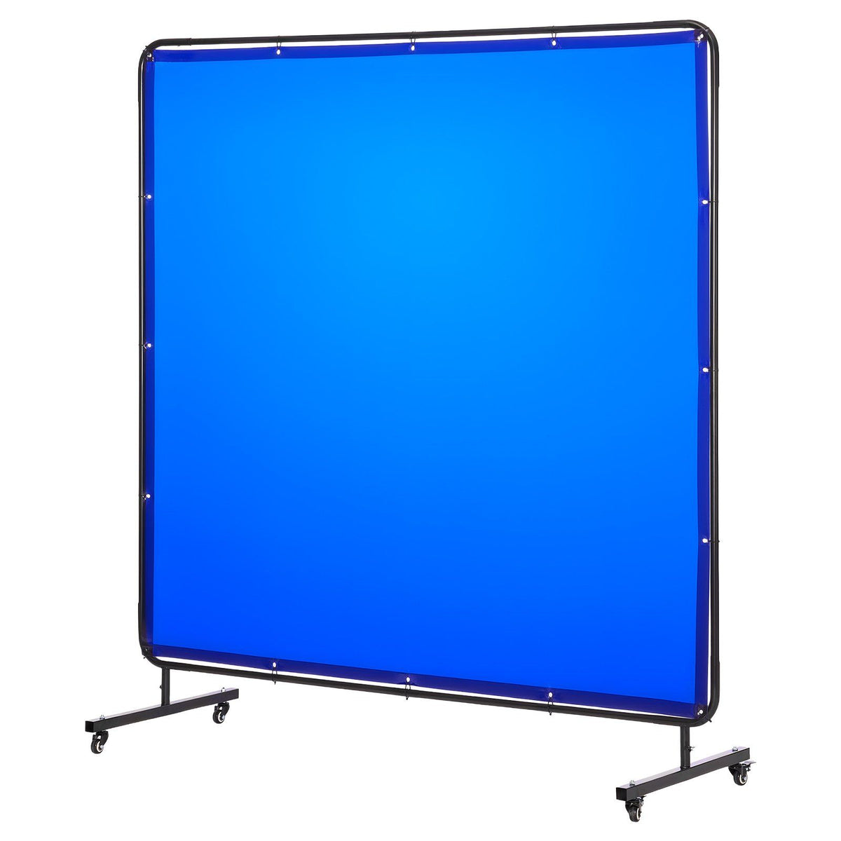 Welding Screen with Frame, 1.74 x 1.74 m Welding Curtain Screen, Flame-Resistant Vinyl Protection Screens with Lockable Swivel Wheels &amp; 6-Level UV Protection for Workshop/Industrial Use, Blue