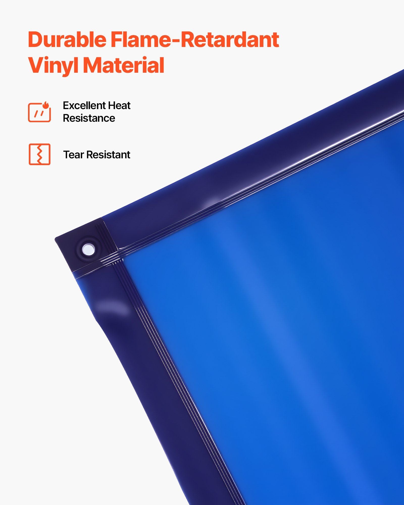 Welding Screen with Frame, 1.74 x 2.34m Welding Curtain Screen, Flame-Resistant Vinyl Protection Screens with Lockable Swivel Wheels & 6-Level UV Protection for Workshop/Industrial Use, Blue