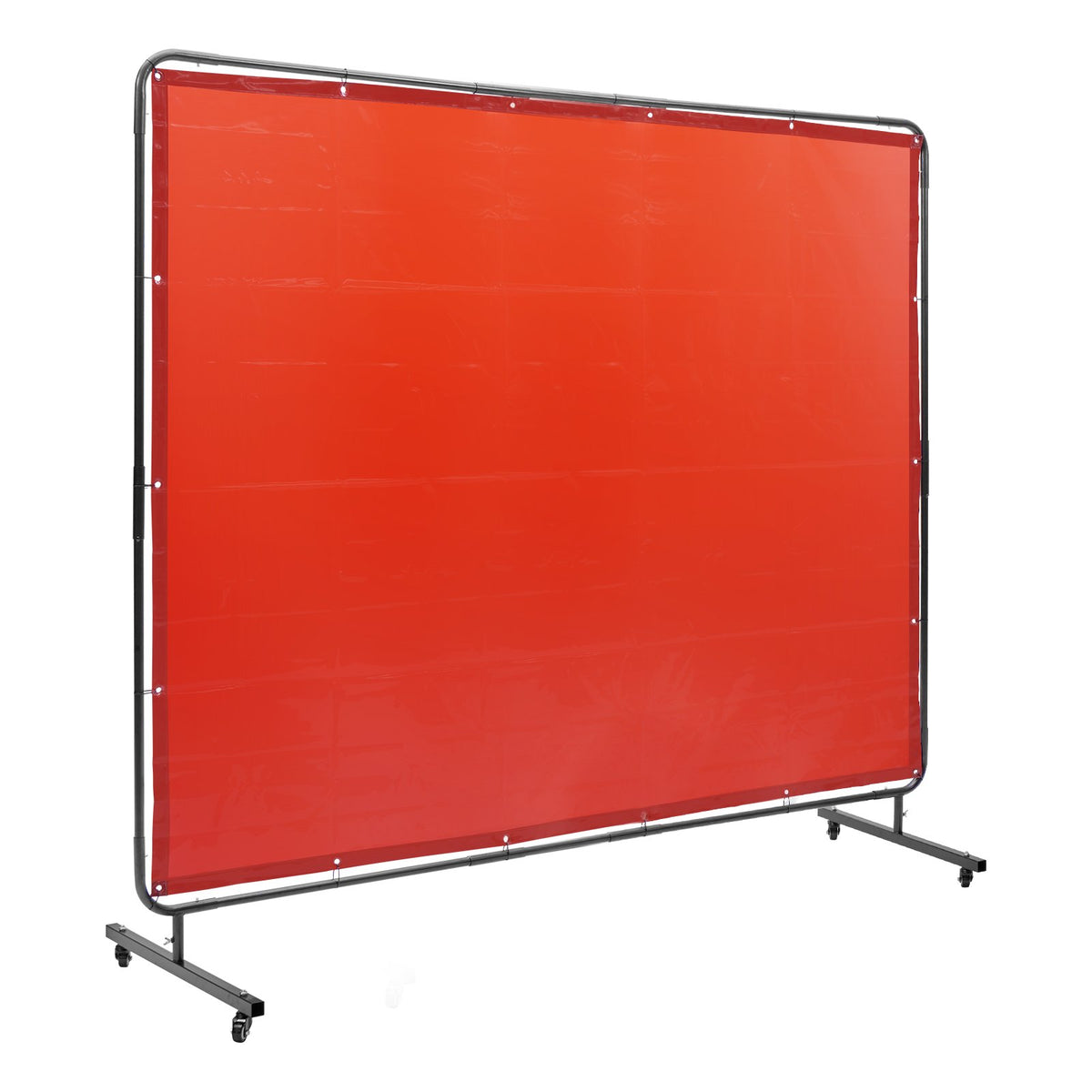VEVOR Welding Screen with Frame, 6' x 8' Welding Curtain Screen, Flame-Resistant Vinyl Welding Protection Screen on 4 Swivel Wheels (2 Lockable), Moveable &amp; Professional for Workshop/Industrial, Red