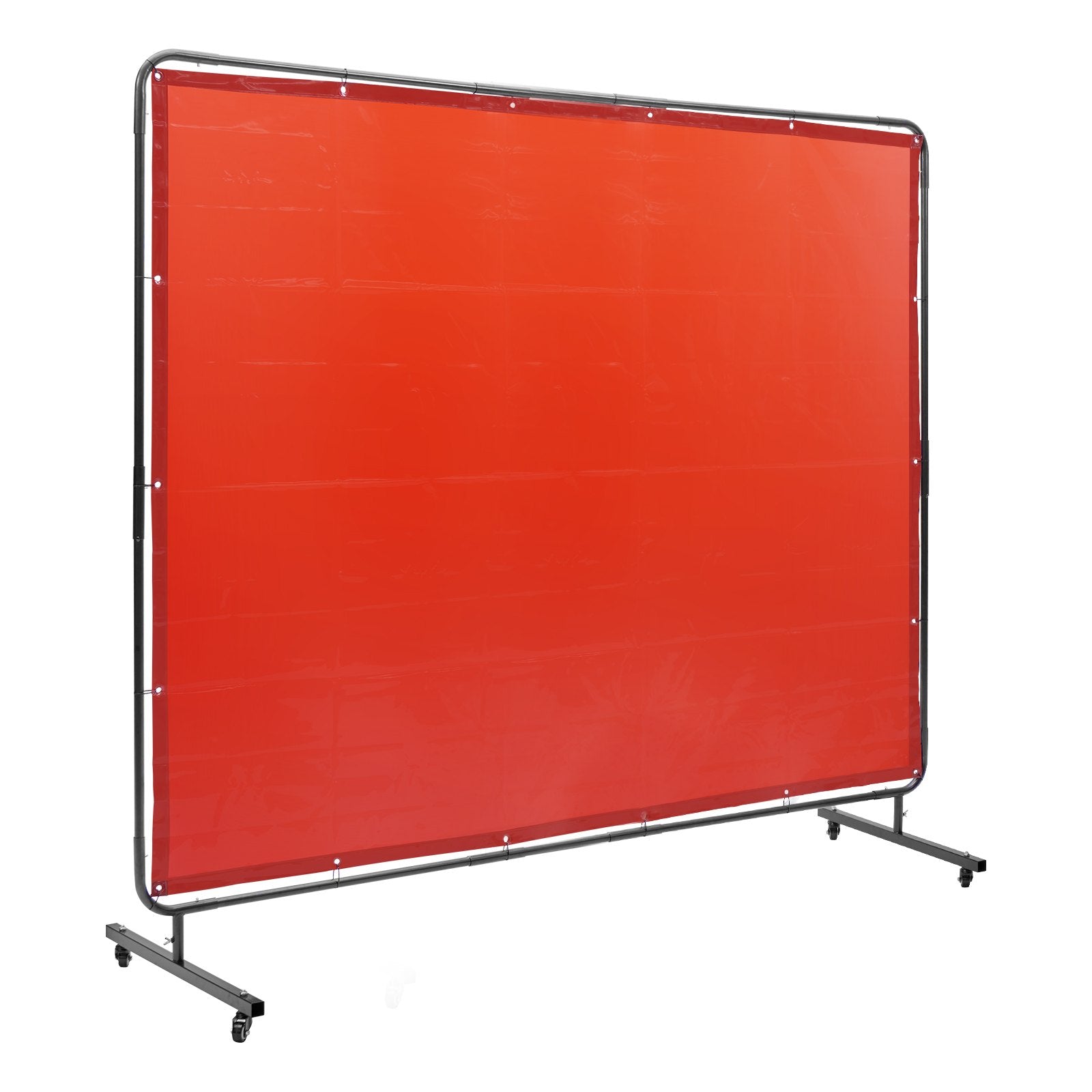 VEVOR Welding Screen with Frame, 6' x 8' Welding Curtain Screen, Flame-Resistant Vinyl Welding Protection Screen on 4 Swivel Wheels (2 Lockable), Moveable & Professional for Workshop/Industrial, Red