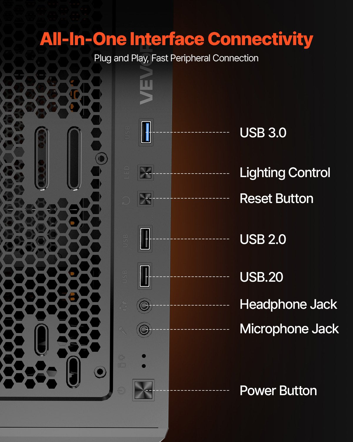 VEVOR Mid-Tower ATX PC Gaming Case Computer Case Box with 4 x 120 mm ARGB Fans