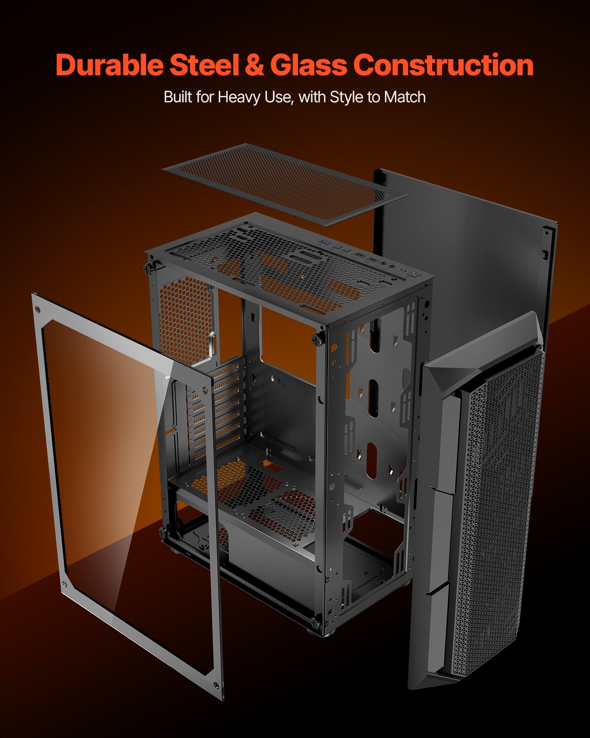 VEVOR Mid-Tower ATX PC Gaming Case Computer Case Box with 4 x 120 mm ARGB Fans