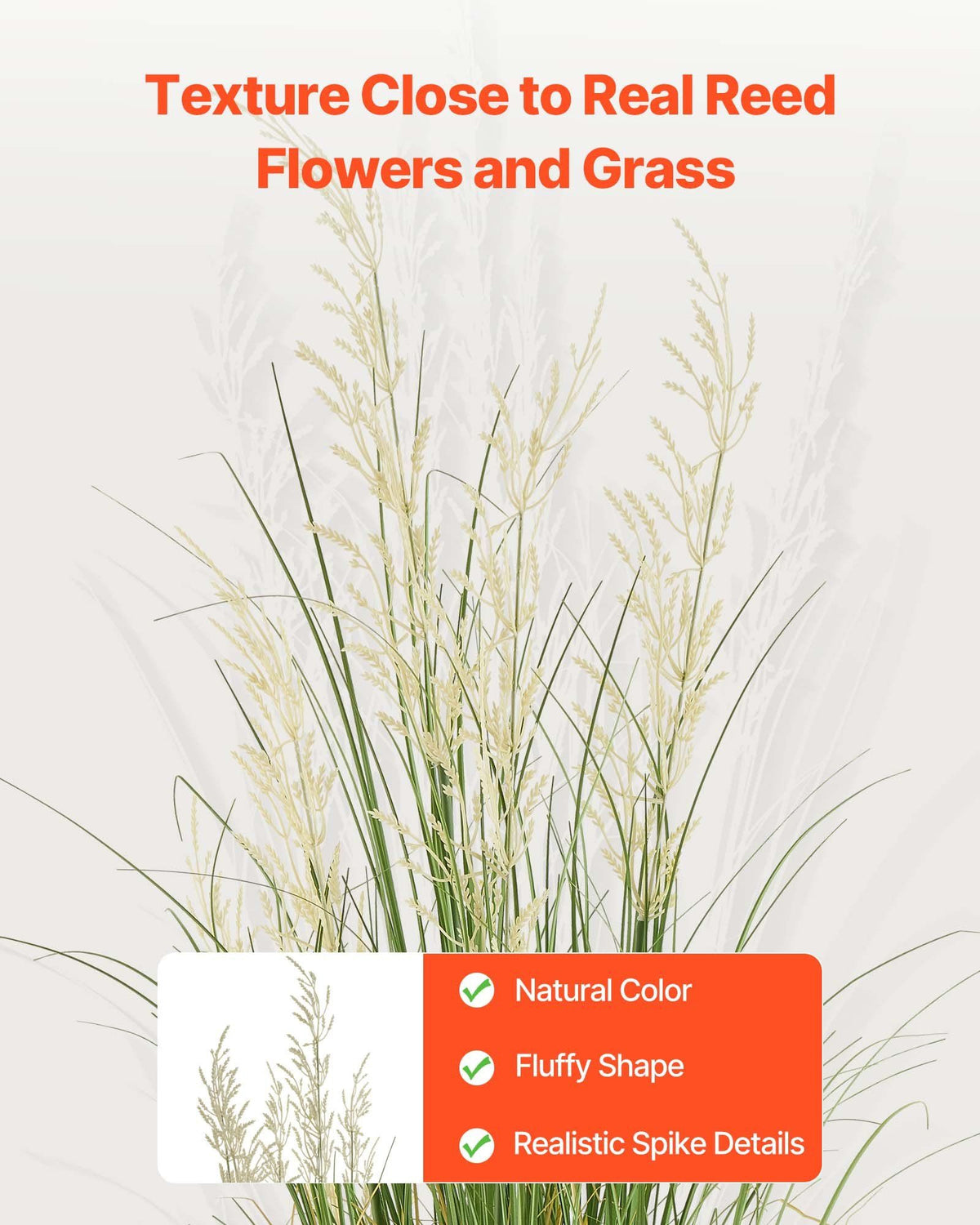 Artificial Grass Plant, 1194mm Reed Flower Grass in Pot, Premium PVC Faux Fake Greenery Shrubs Plant for Indoor Outdoor House Home Garden Office Room Décor, Housewarming, 1 Pack Green