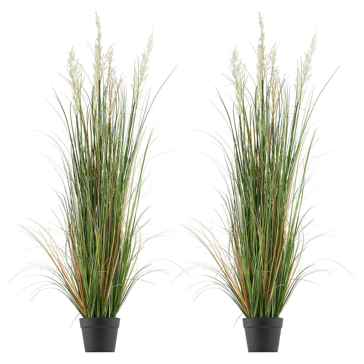 Artificial Grass Plant, 2 Pack 1194mm Reed Flower Grass in Pot, Premium PVC Faux Fake Greenery Shrubs Plant for Indoor Outdoor House Home Garden Office Room Décor, Housewarming, Green