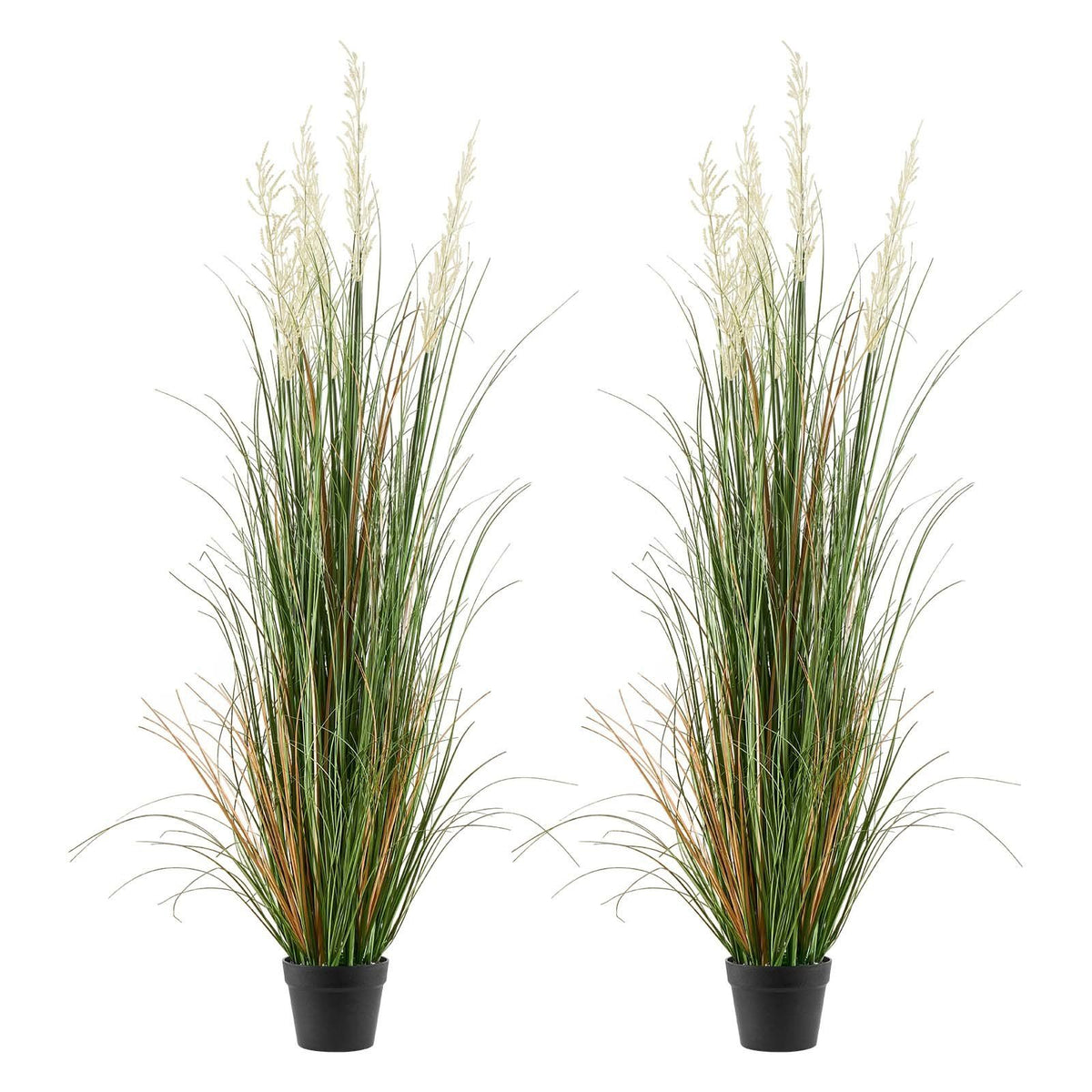 Artificial Grass Plant, 2 Pack 1499mm Faux Reed Flower Grass in Pot, Premium PVC Fake Greenery Shrubs Plant for Indoor Outdoor House Home Garden Office Room Décor, Housewarming, Green