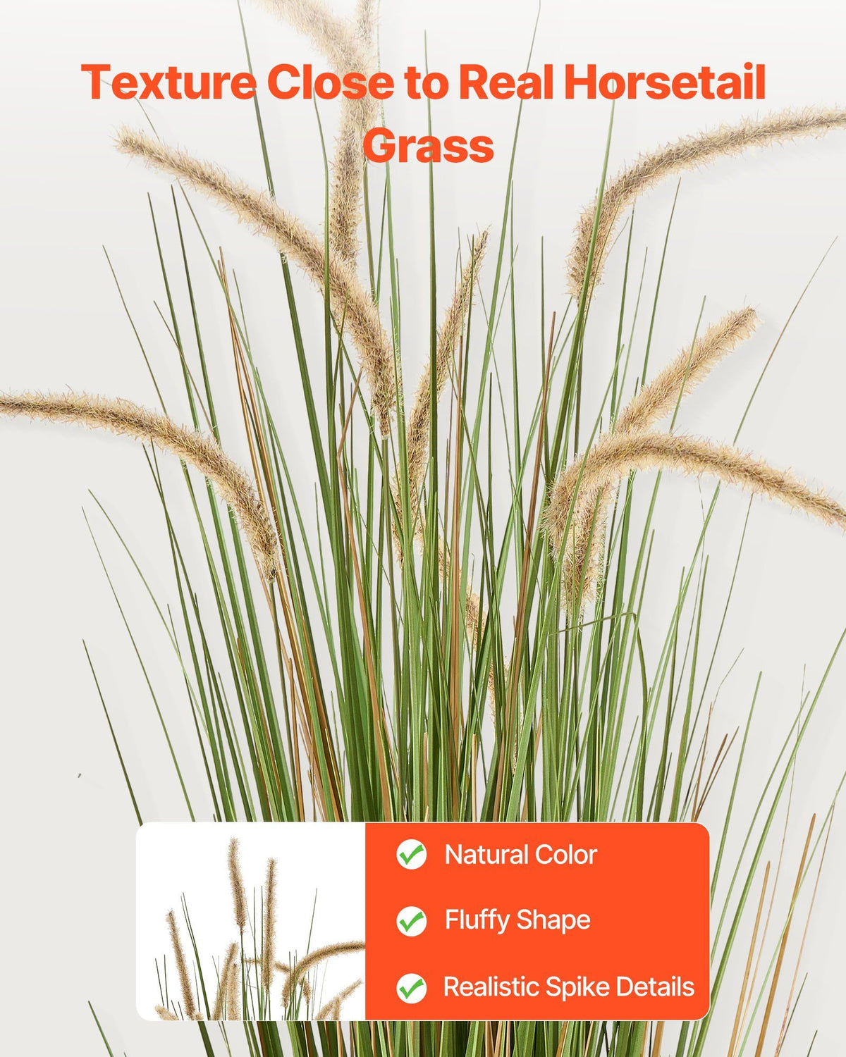 Artificial Grass Plant, 2 Pack 1194mm Horsetail Reed Grass in Pot, Premium PVC Faux Fake Greenery Shrubs Plant for Indoor Outdoor House Home Garden Office Room Décor, Housewarming, Green