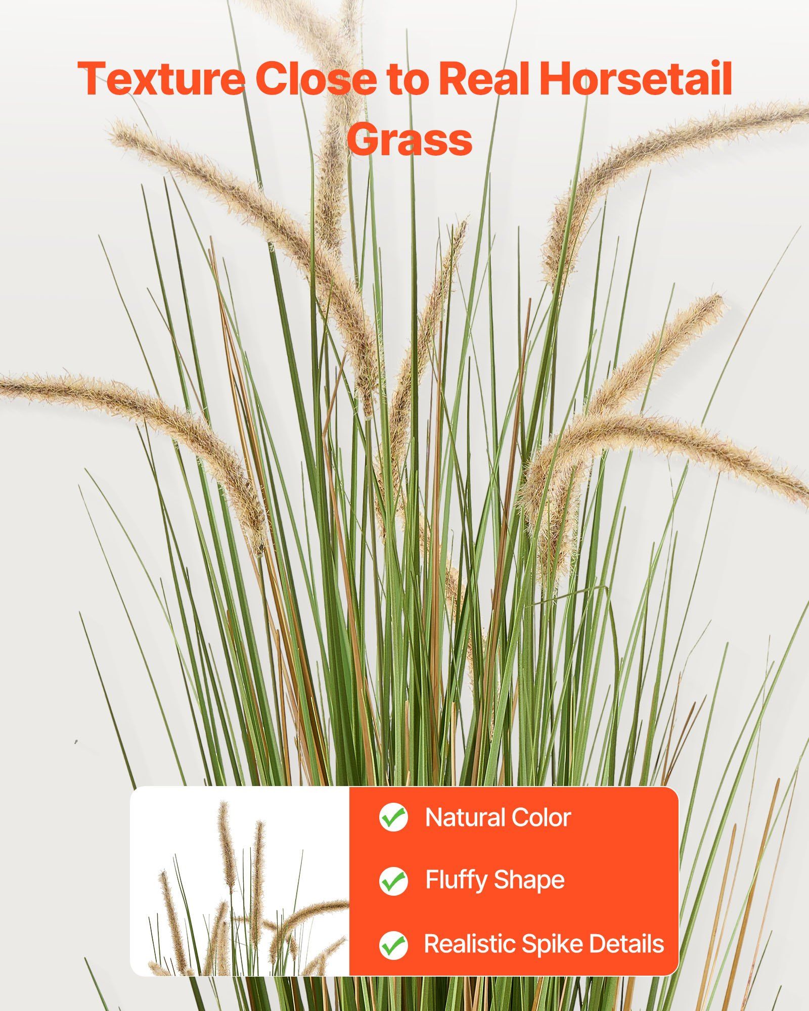 Artificial Grass Plant, 2 Pack 1194mm Horsetail Reed Grass in Pot, Premium PVC Faux Fake Greenery Shrubs Plant for Indoor Outdoor House Home Garden Office Room Décor, Housewarming, Green