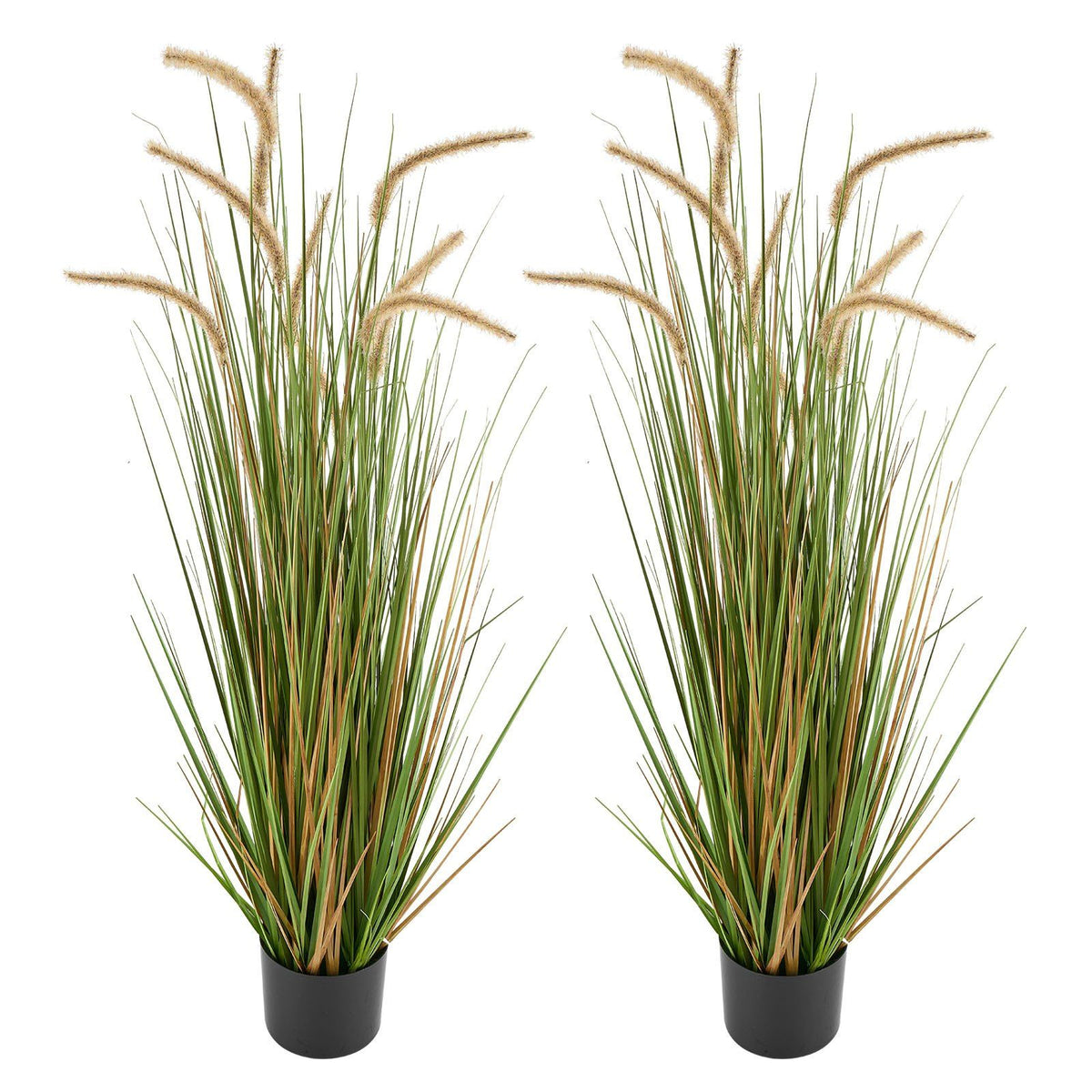 Artificial Grass Plant, 2 Pack 1194mm Horsetail Reed Grass in Pot, Premium PVC Faux Fake Greenery Shrubs Plant for Indoor Outdoor House Home Garden Office Room Décor, Housewarming, Green